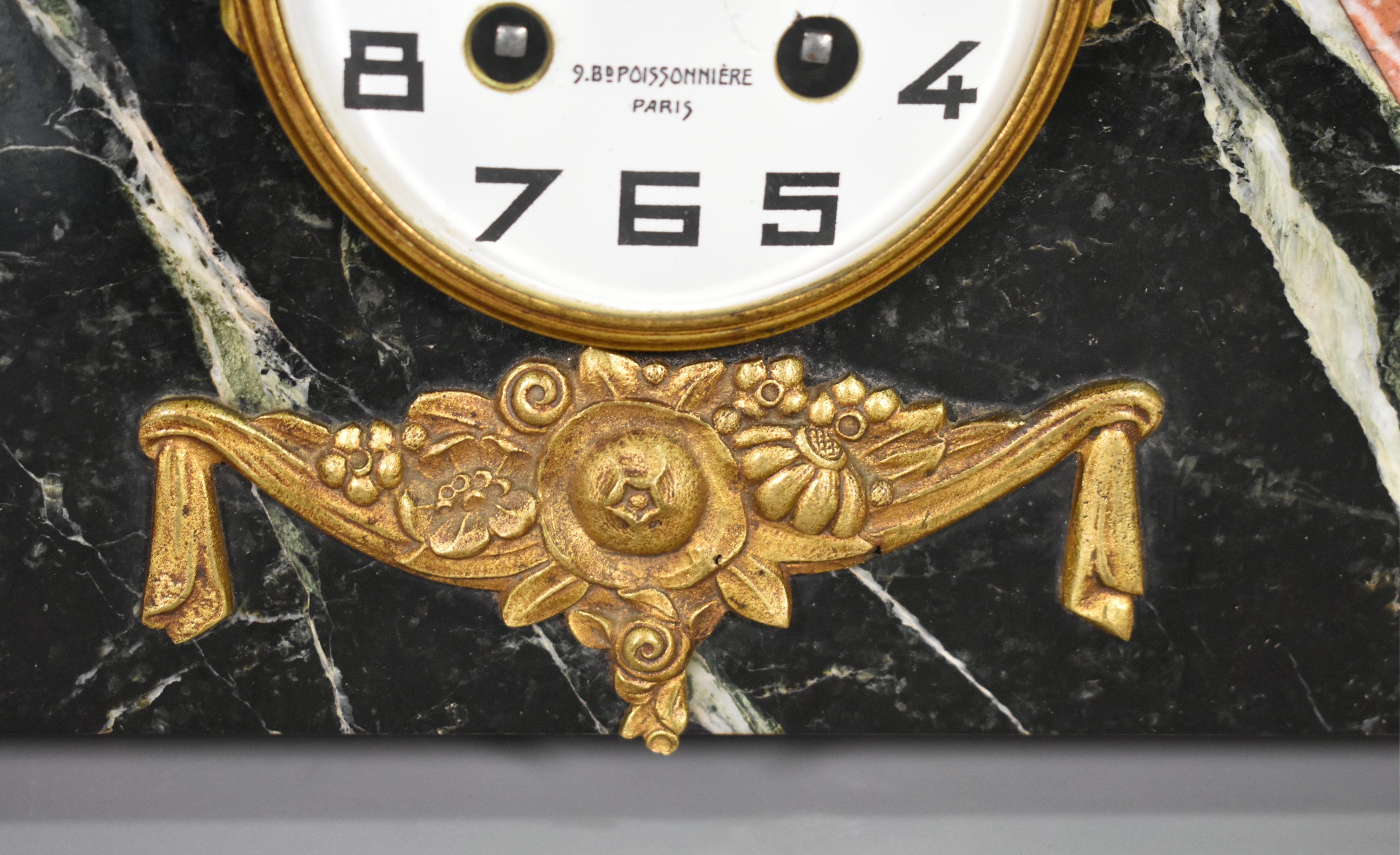 French Art Deco Clock Set by Comptoir General, M Schnerb, Paris For Sale 2