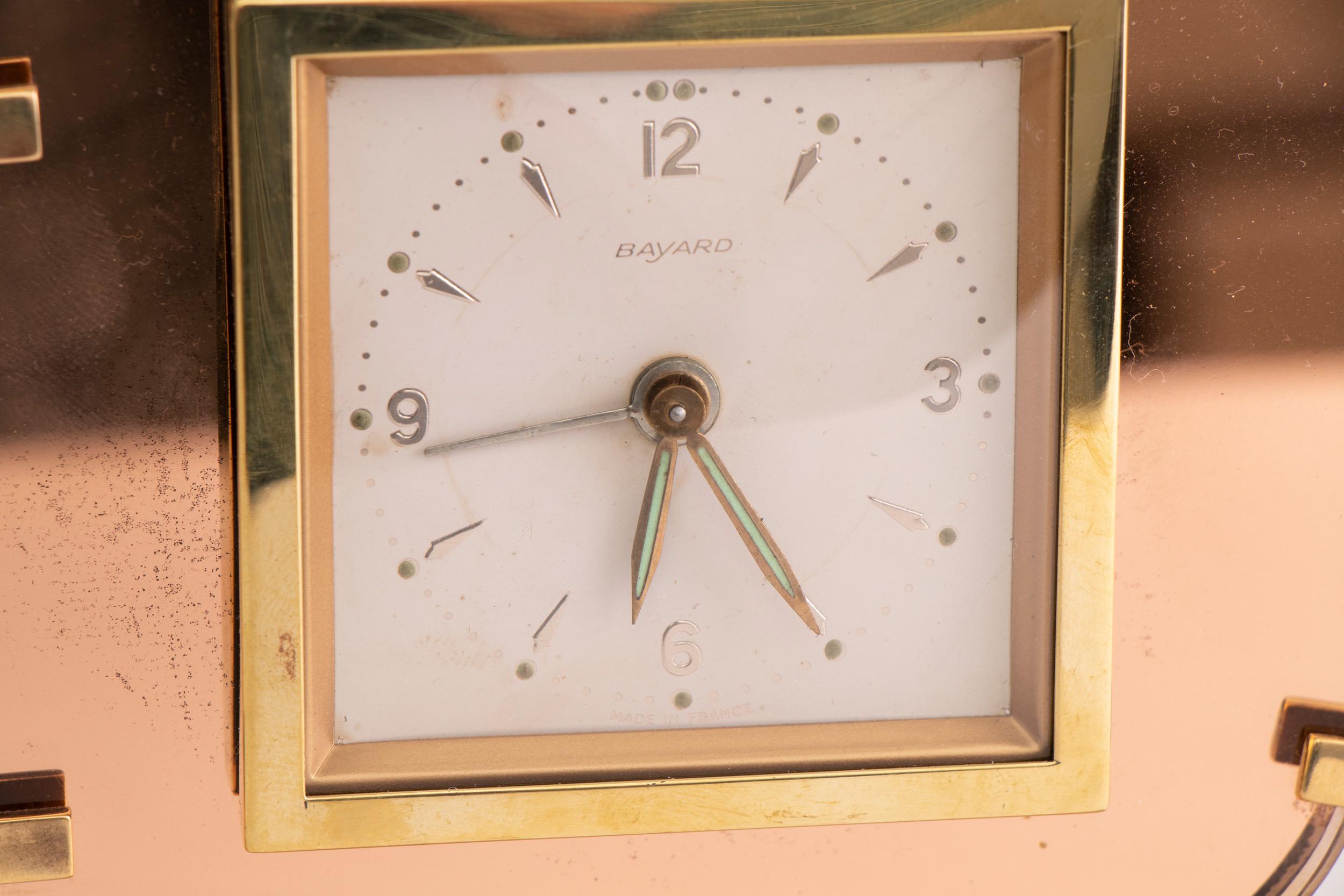 20th Century French Art Deco Clock with Peach Mirrored Glass by Bayard