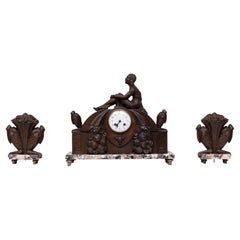 Reloj Art Decó francés con pájaros estilizados y guarnición 1925