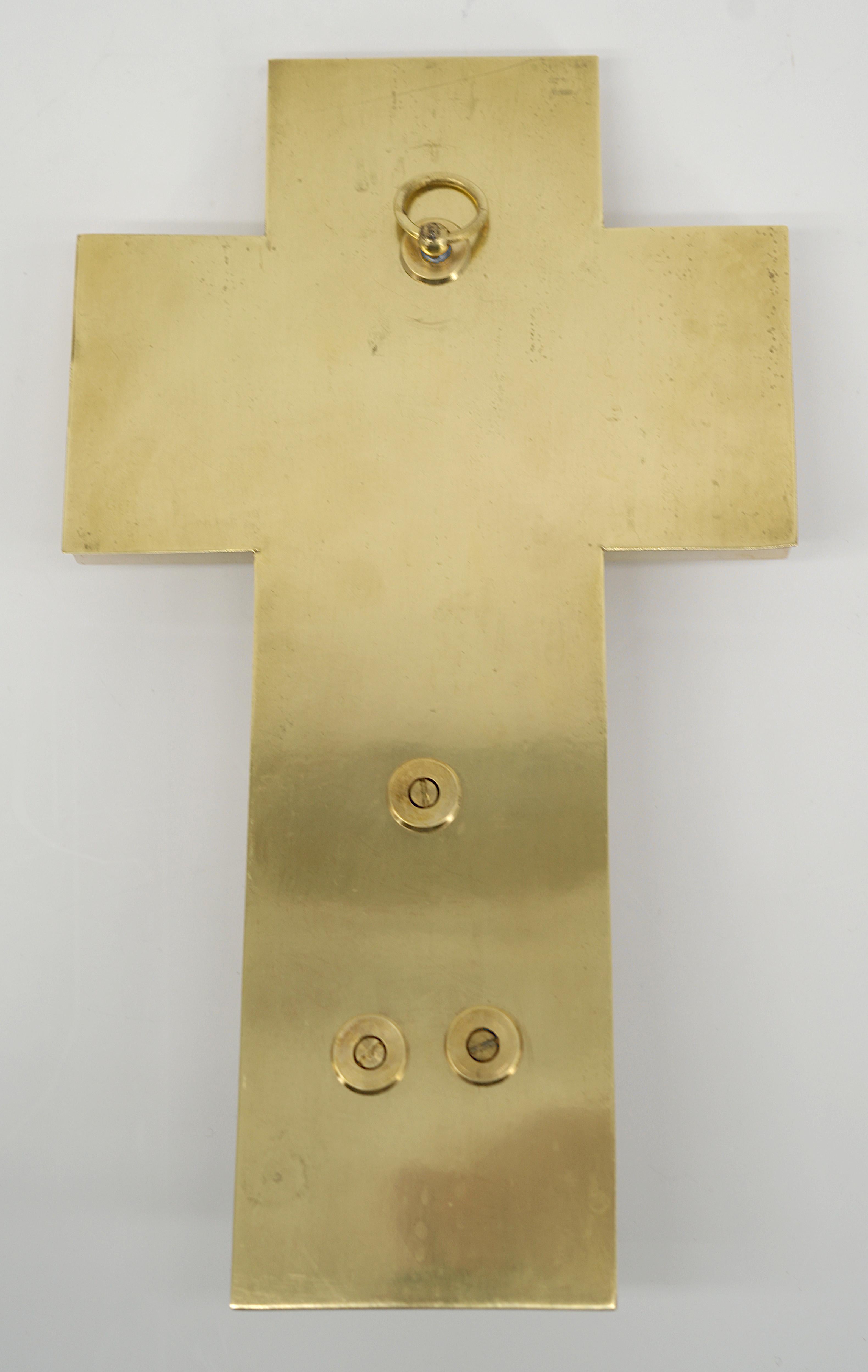 French Art Deco Cloisonne Bronze Stoup Crucifix, 1920 2