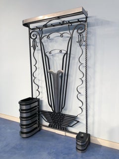 French Art Deco Clothes Hanger, Wrought Iron, Unique Design, 1930