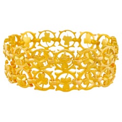 French Art Deco Cloverleaf Motif Gold Bracelet