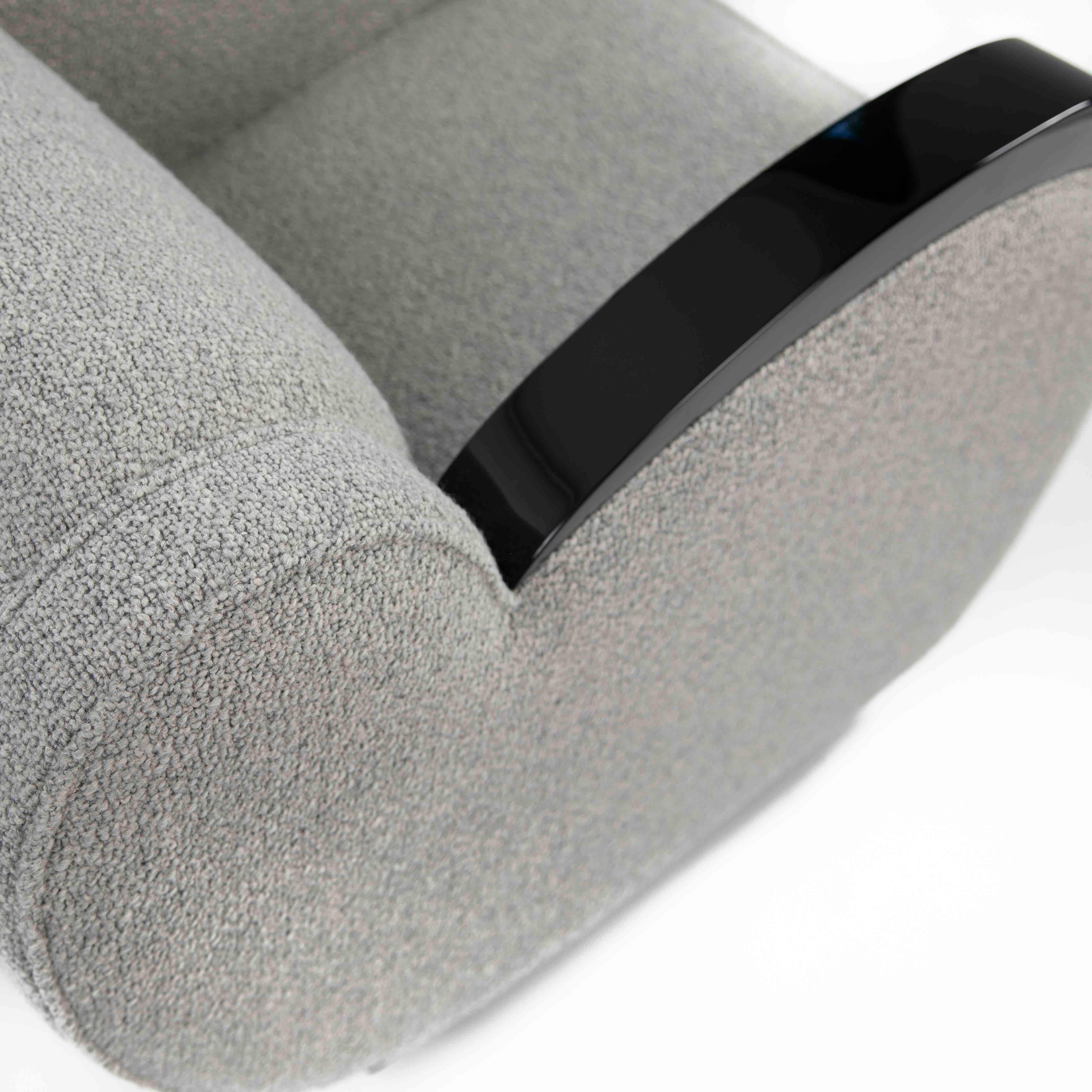 Sedia da club Art Déco francese Laccato nero lucido e tessuto bouclé grigio, anni '30 in vendita 6