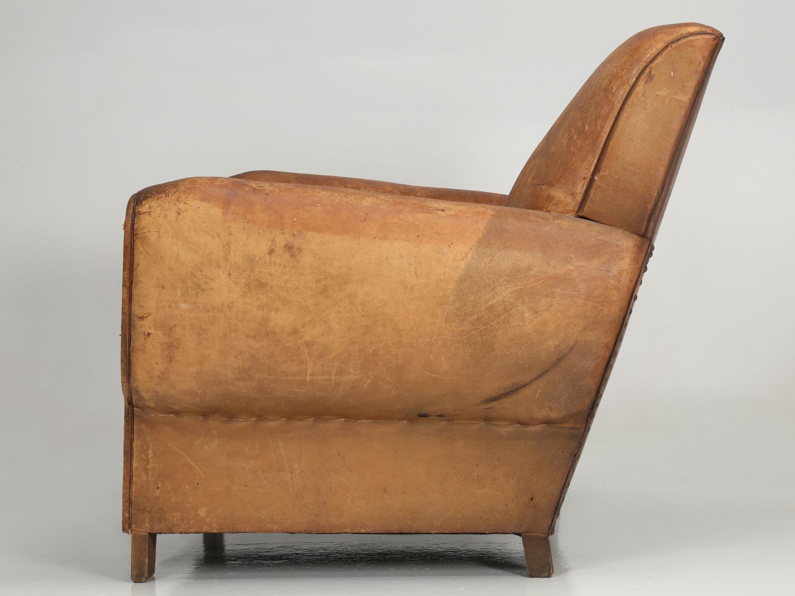 Hand-Crafted French Art Deco Club Chair Carefully Restored to Look Like it Wasn't Touched
