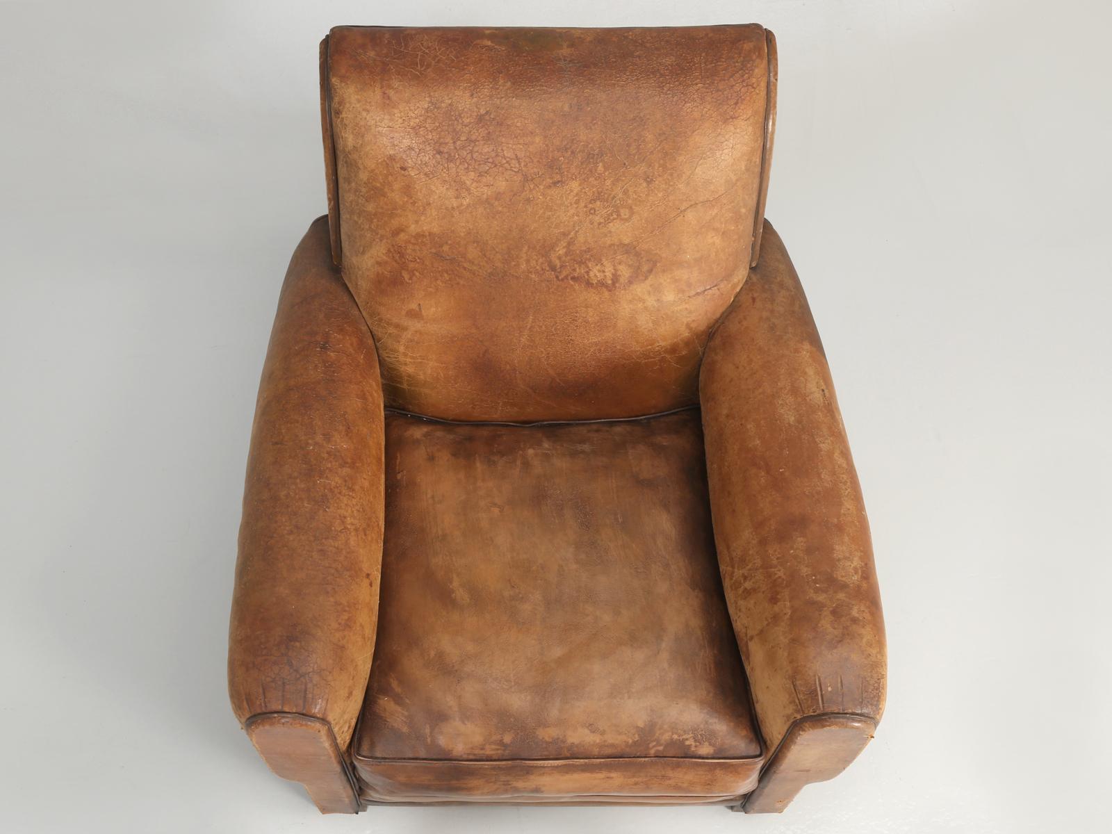Mid-20th Century French Art Deco Club Chair Carefully Restored to Look Like it Wasn't Touched