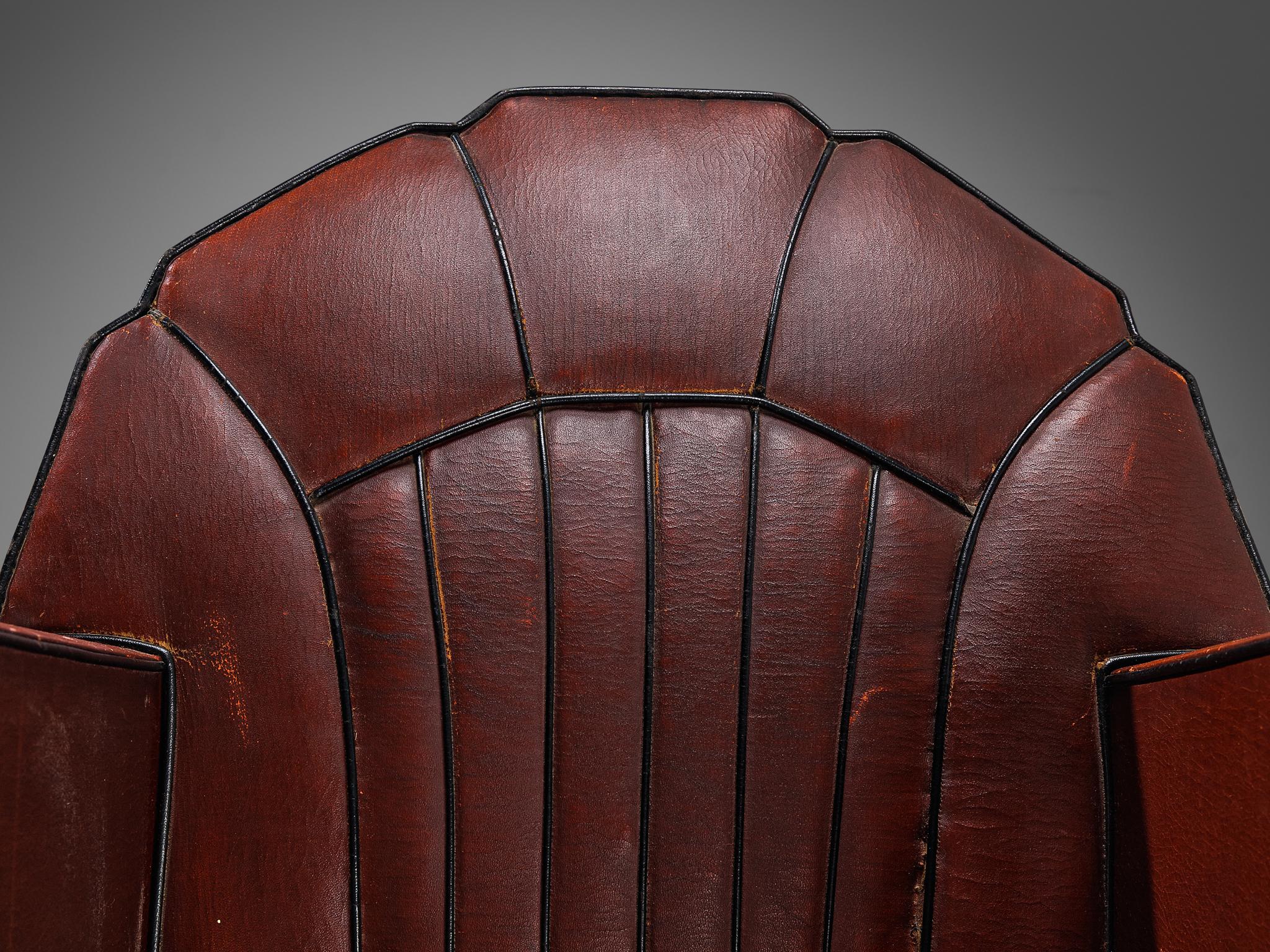 Mid-20th Century French Art Deco Club Chair in Burgundy Leather  For Sale