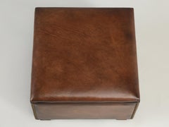 French Art Deco Club Chair Stool or Ottoman in Aged Patina Available in Any Size
