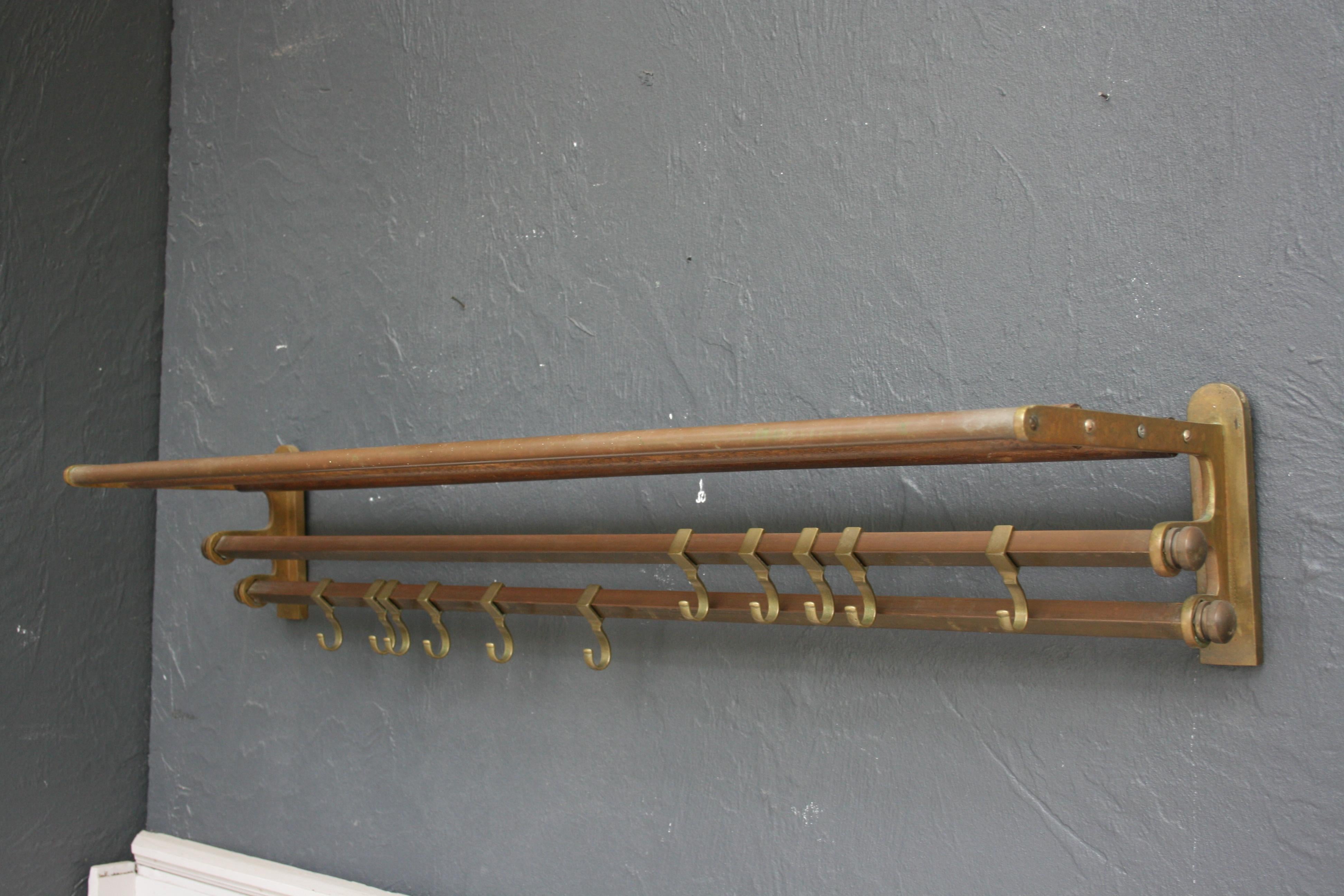 French Art Deco Coat and Hat Rack Made of Brass, 1920s 8