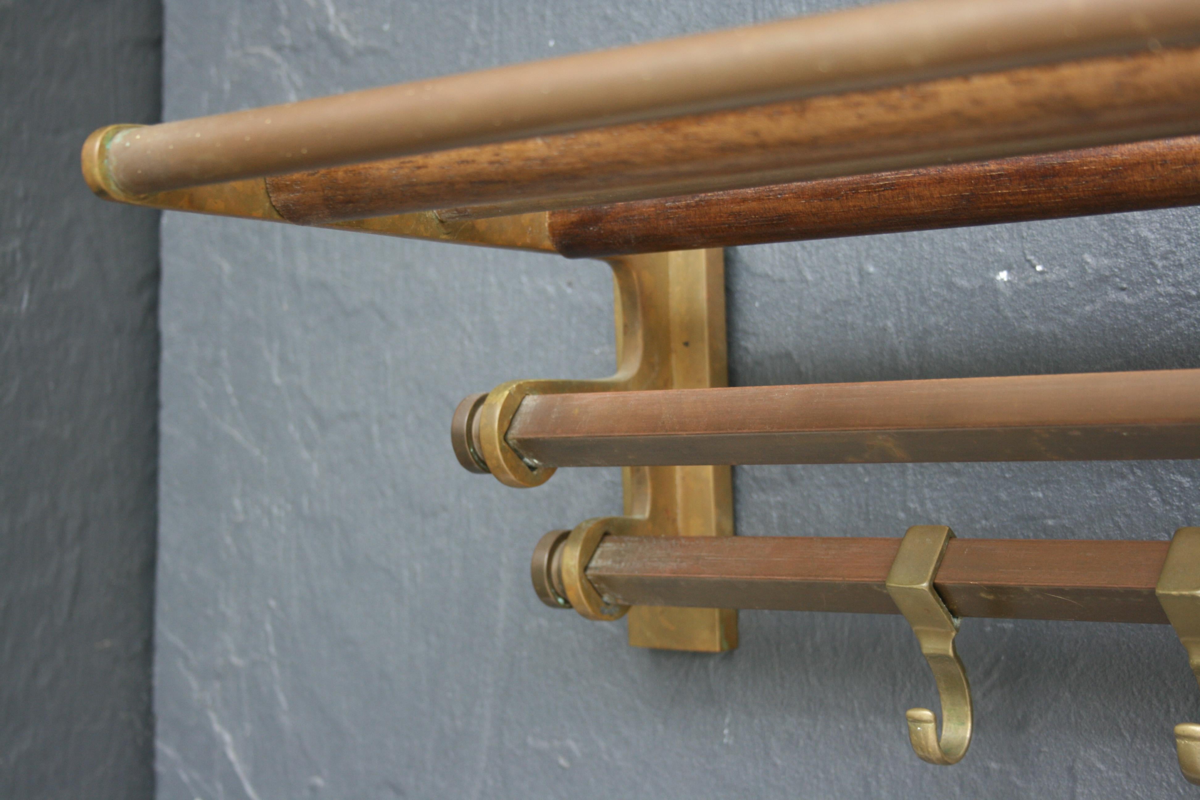 French Art Deco Coat and Hat Rack Made of Brass, 1920s 13