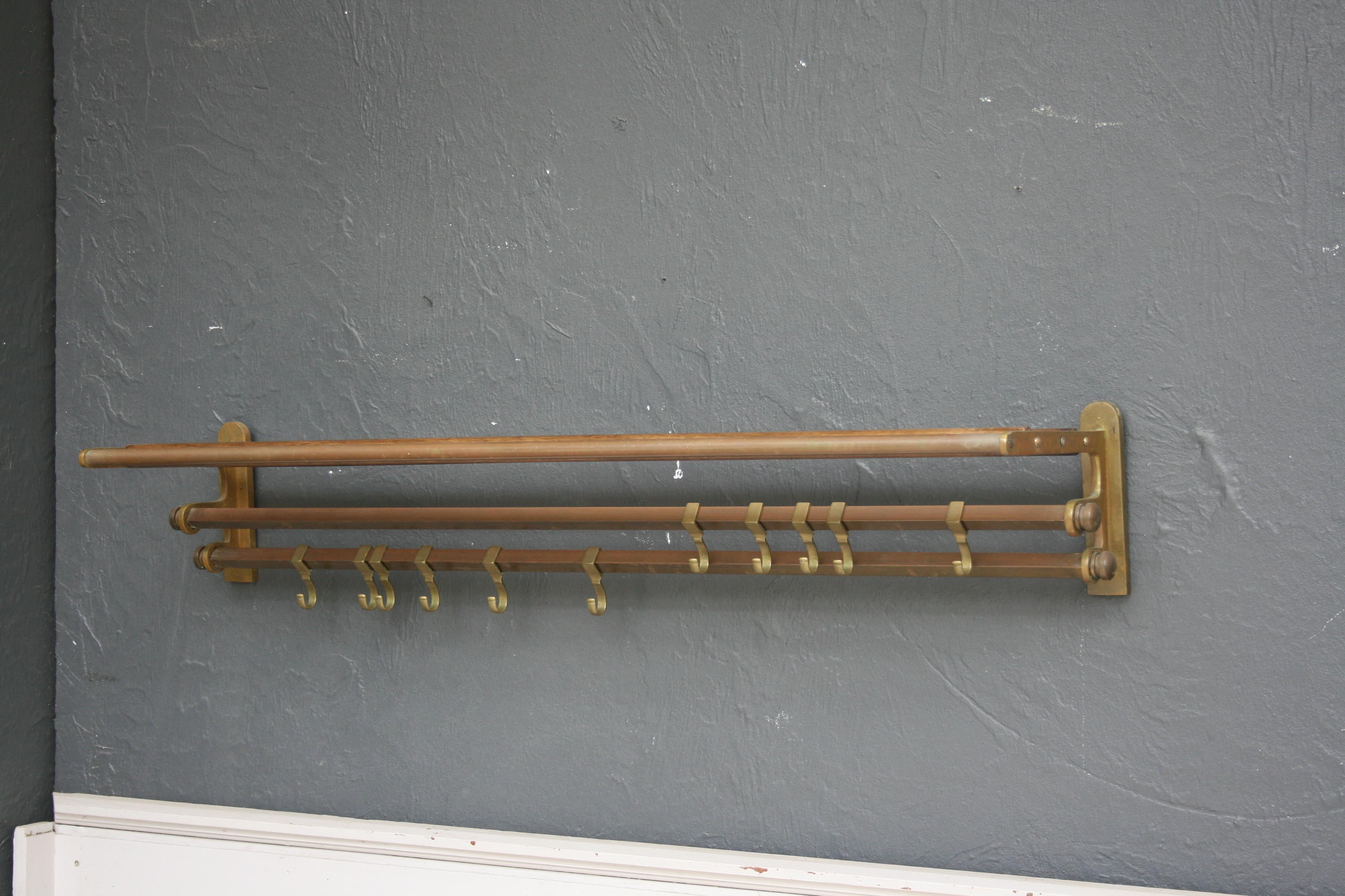 French Art Deco Coat and Hat Rack Made of Brass, 1920s 3