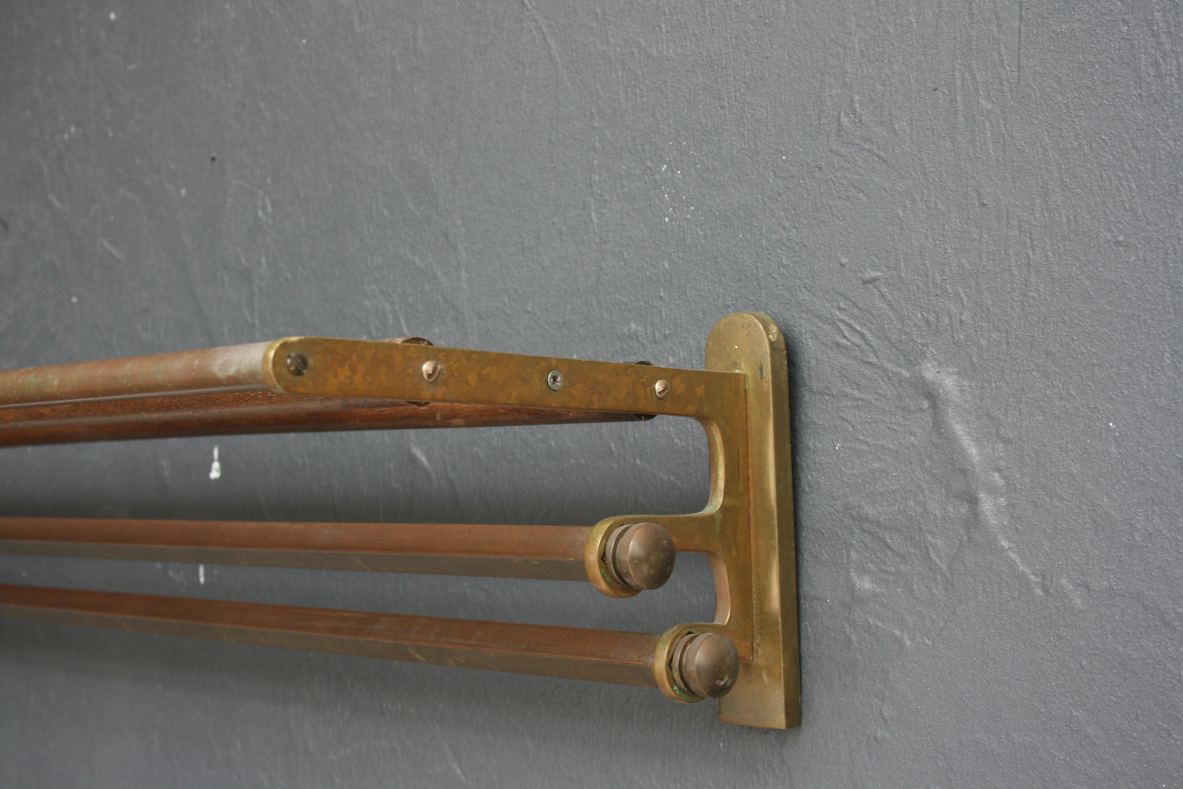 French Art Deco Coat and Hat Rack Made of Brass, 1920s 5