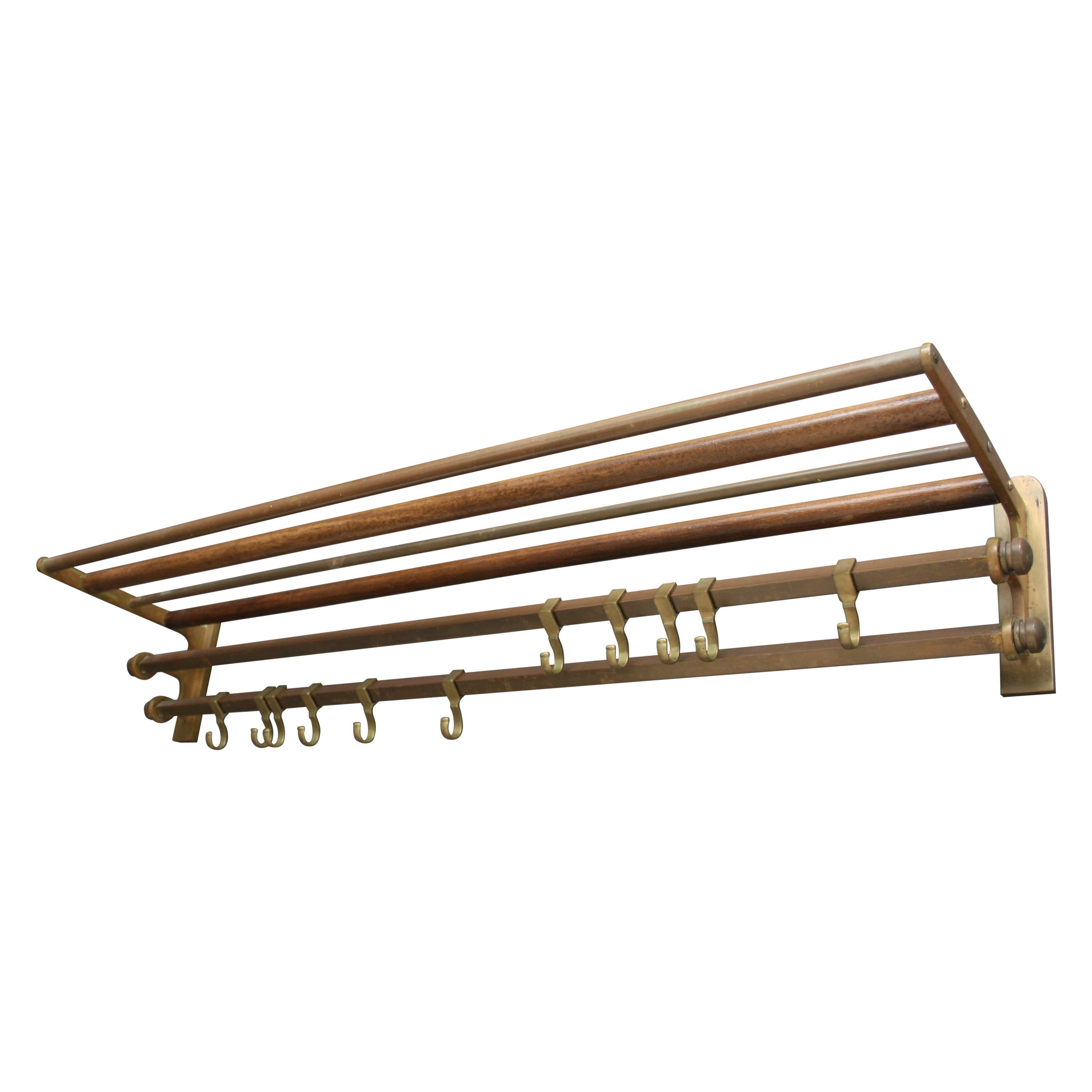 French Art Deco Coat and Hat Rack Made of Brass, 1920s