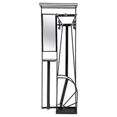 Appendiabiti Art Deco francese Appendiabiti in ferro, vetro e specchio, circa 1940