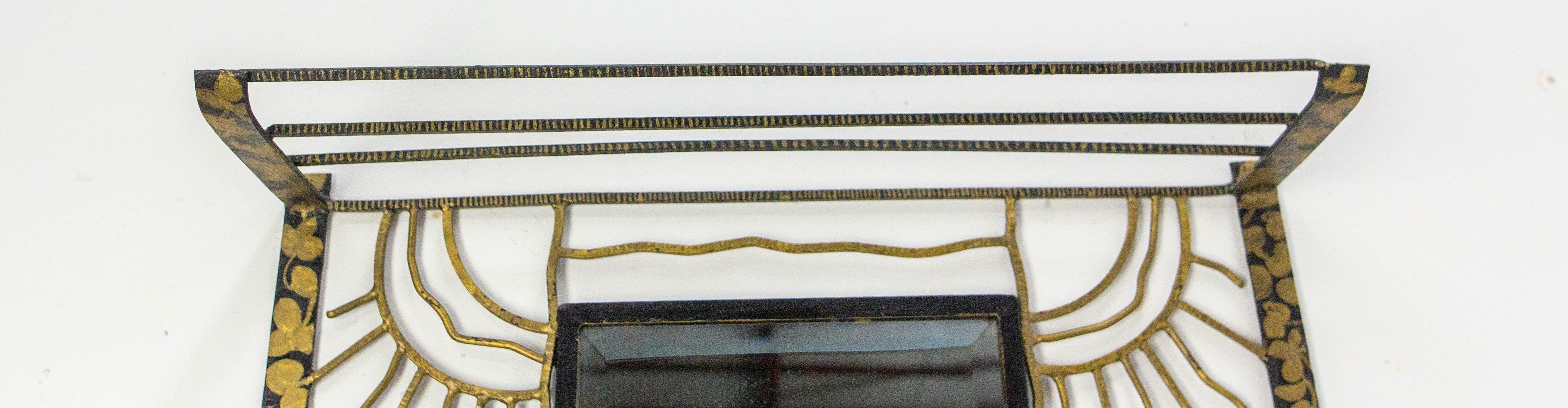 Französisch Art Deco Kleiderständer Hutständer Wrough Eisen Glas & Spiegel, um 1925 im Angebot 4