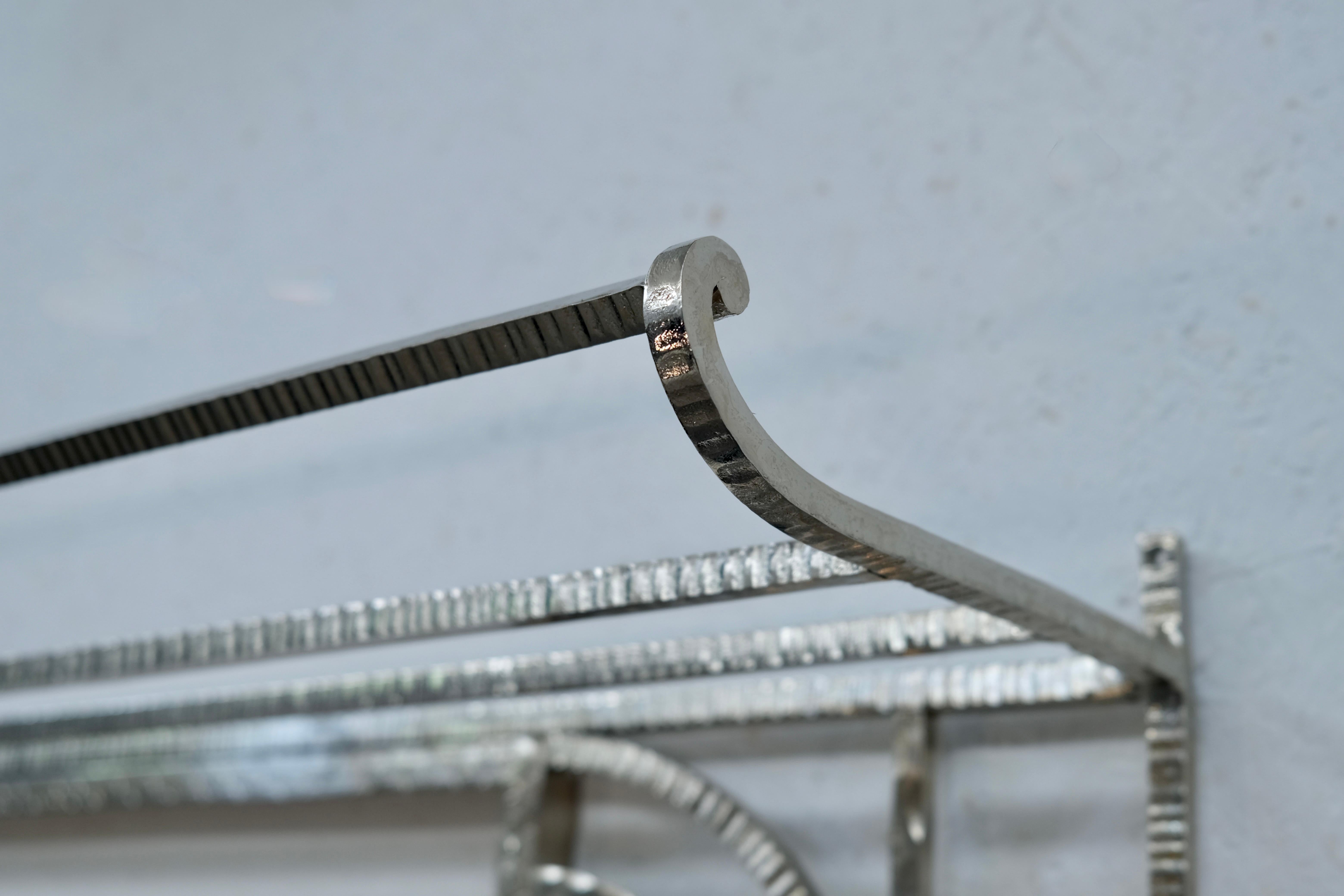 French Art Deco Coat Rack in Chrome and Wrought Iron with Mirror, 1930s Policromado en venta