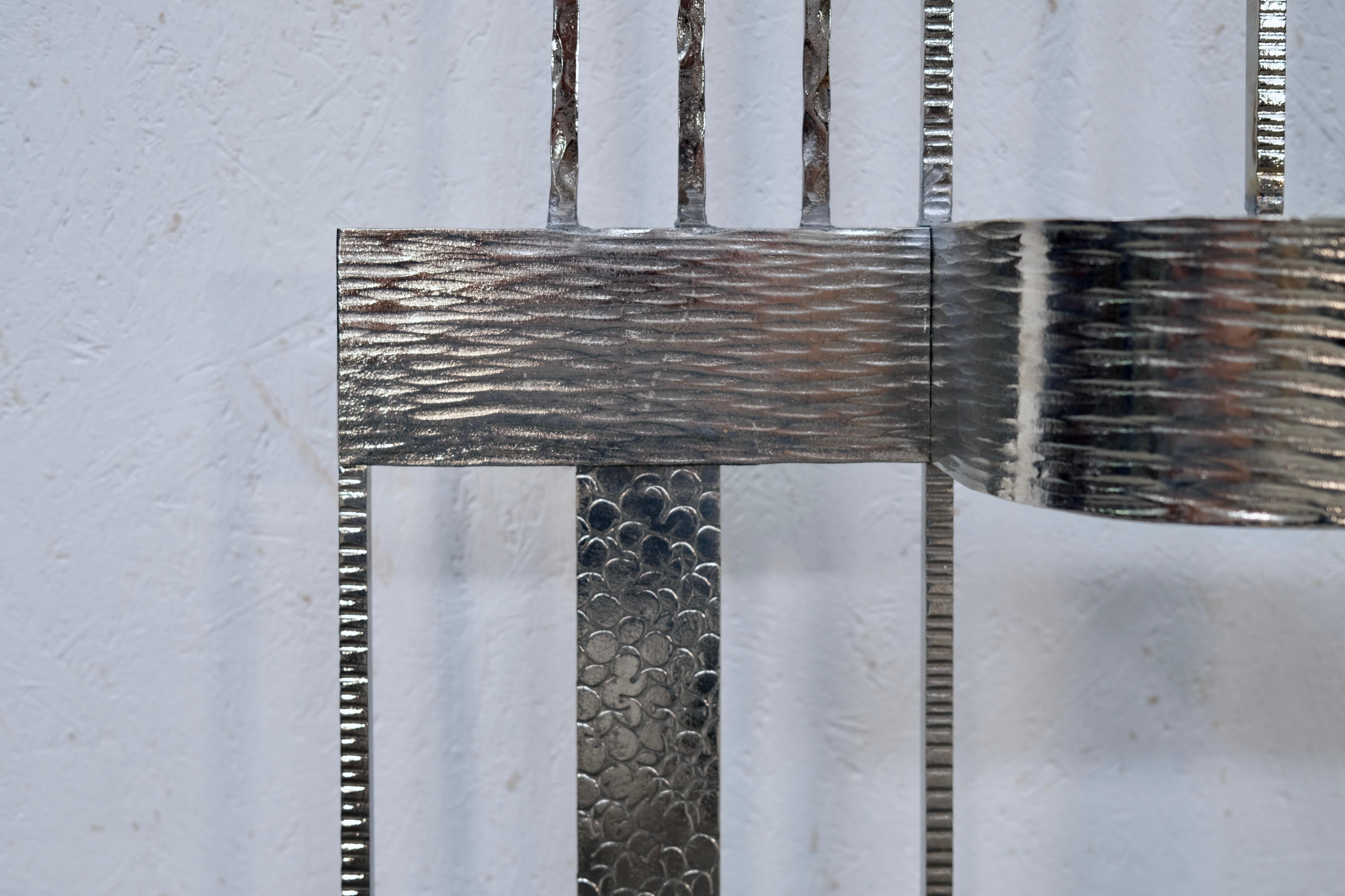 French Art Deco Coat Rack in Chrome and Wrought Iron with Mirror, 1930s en venta 1