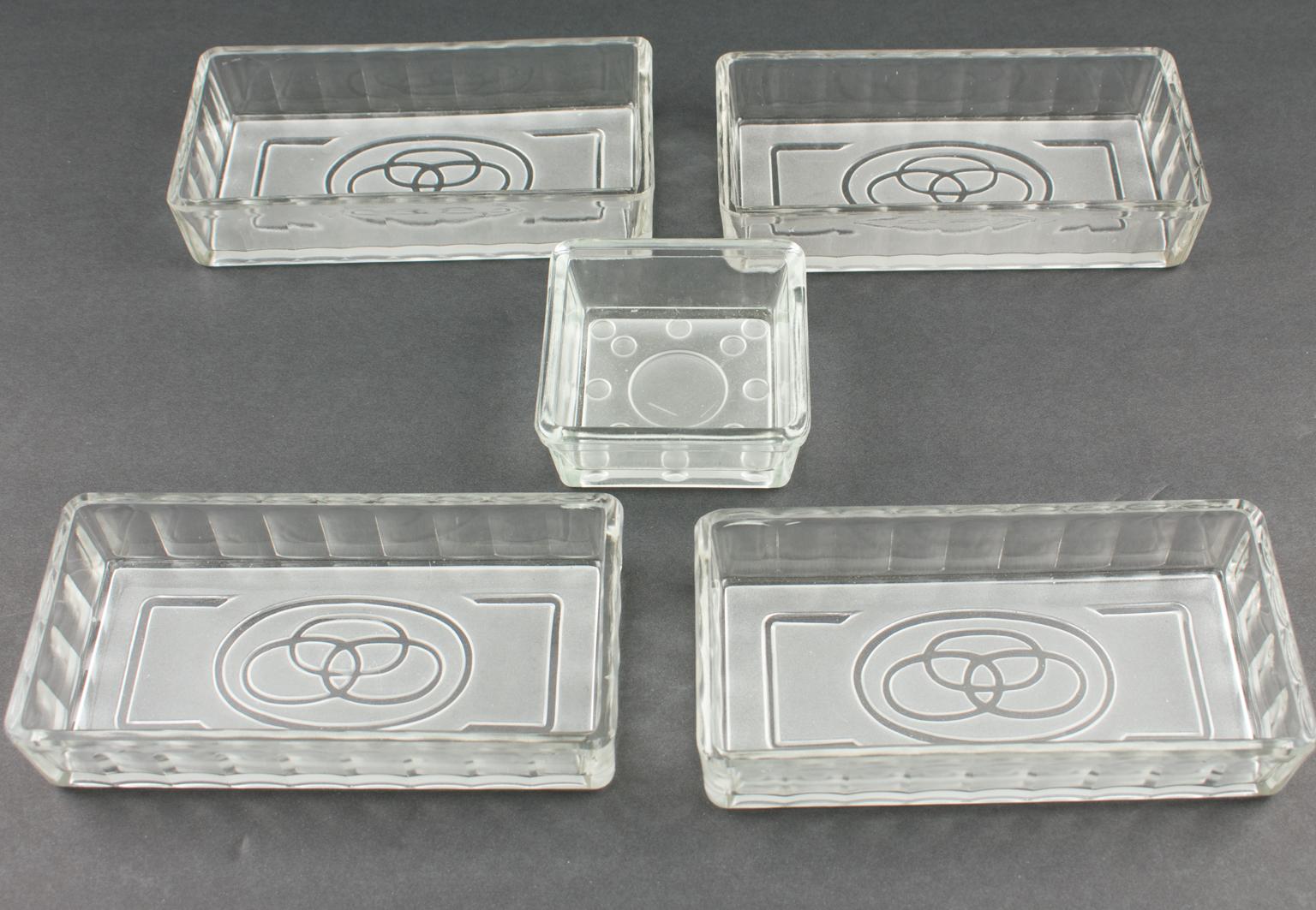 French Art Deco Cocktail Barware Set Chrome Tray with Glass Dishes 9