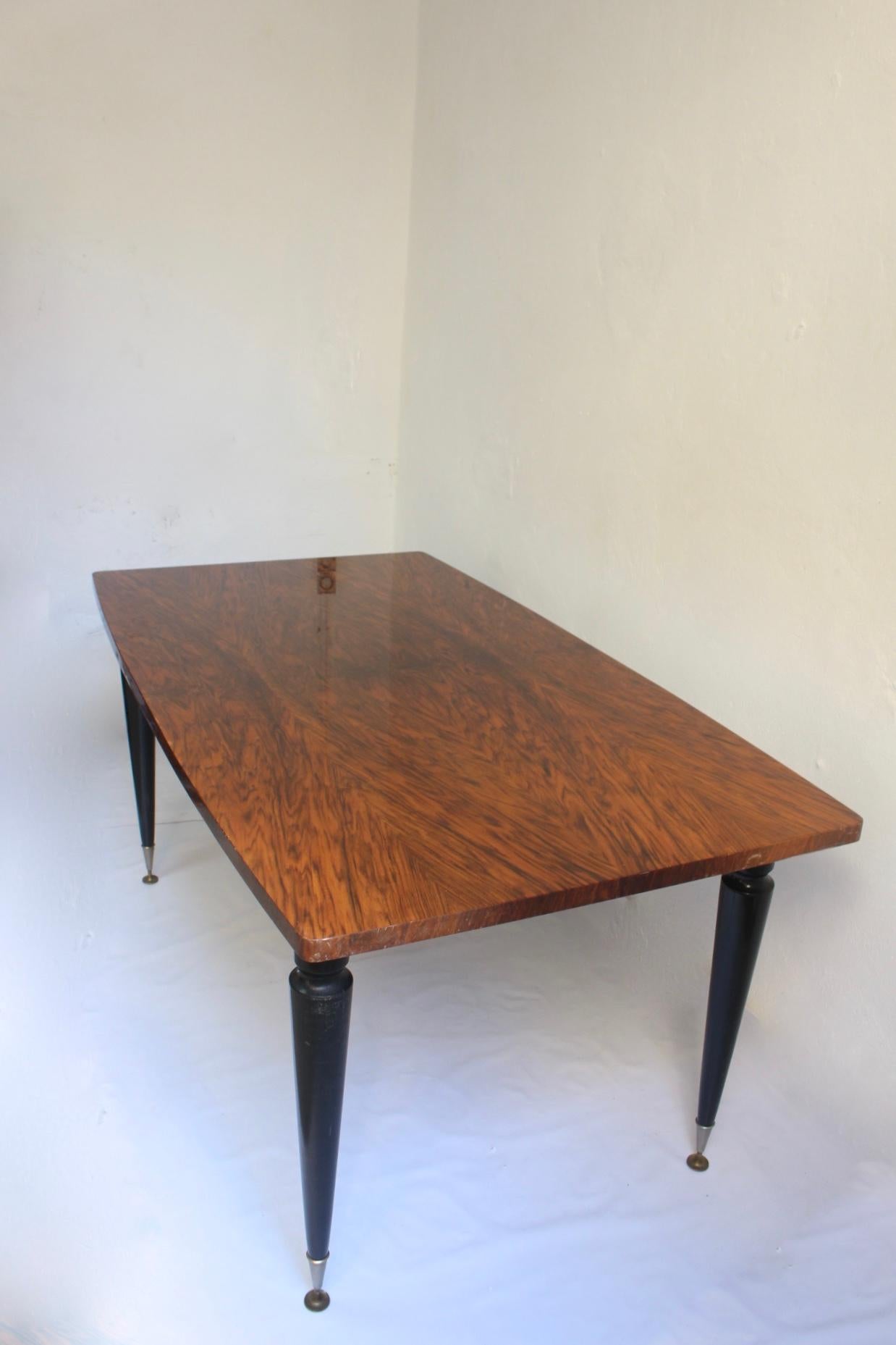 French Art Deco High Quality American Walnut Burl Extensible Dining Table, 1940s For Sale 2