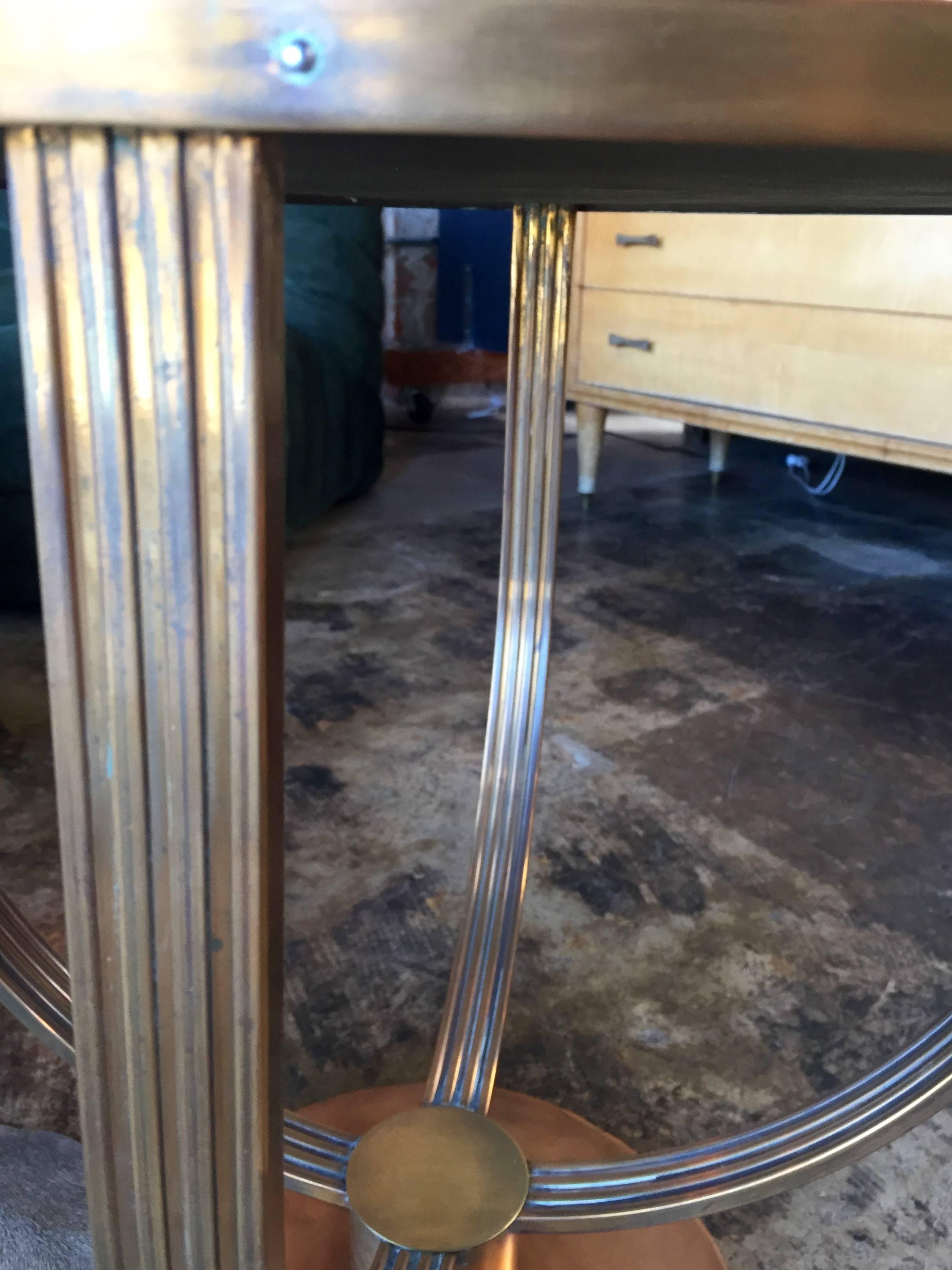 Brass French Art Deco Coffee Table, Attributed to Jean Michel Frank, 1930s
