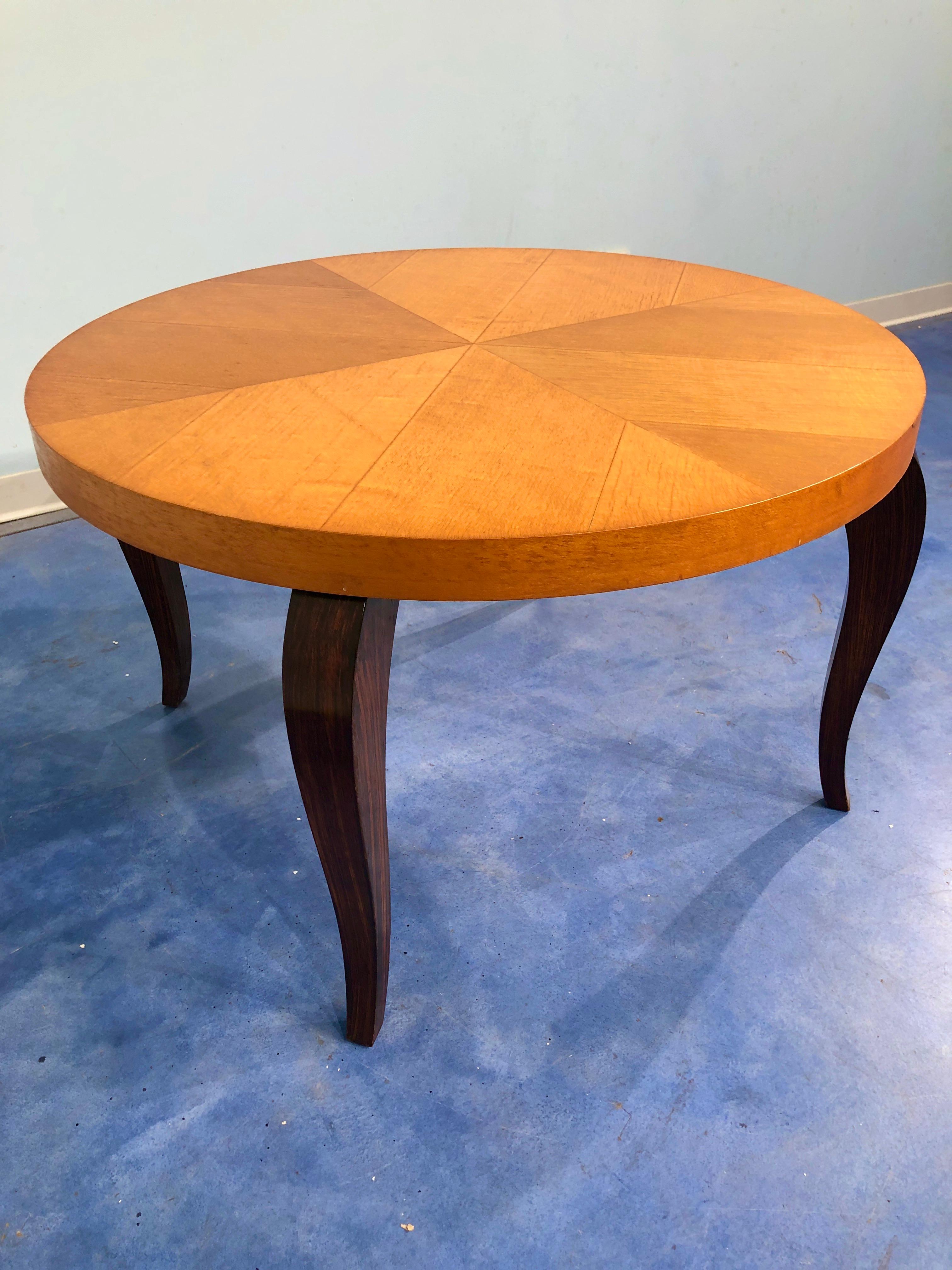 French Art Deco Maple Coffee Table, 1940s For Sale 5