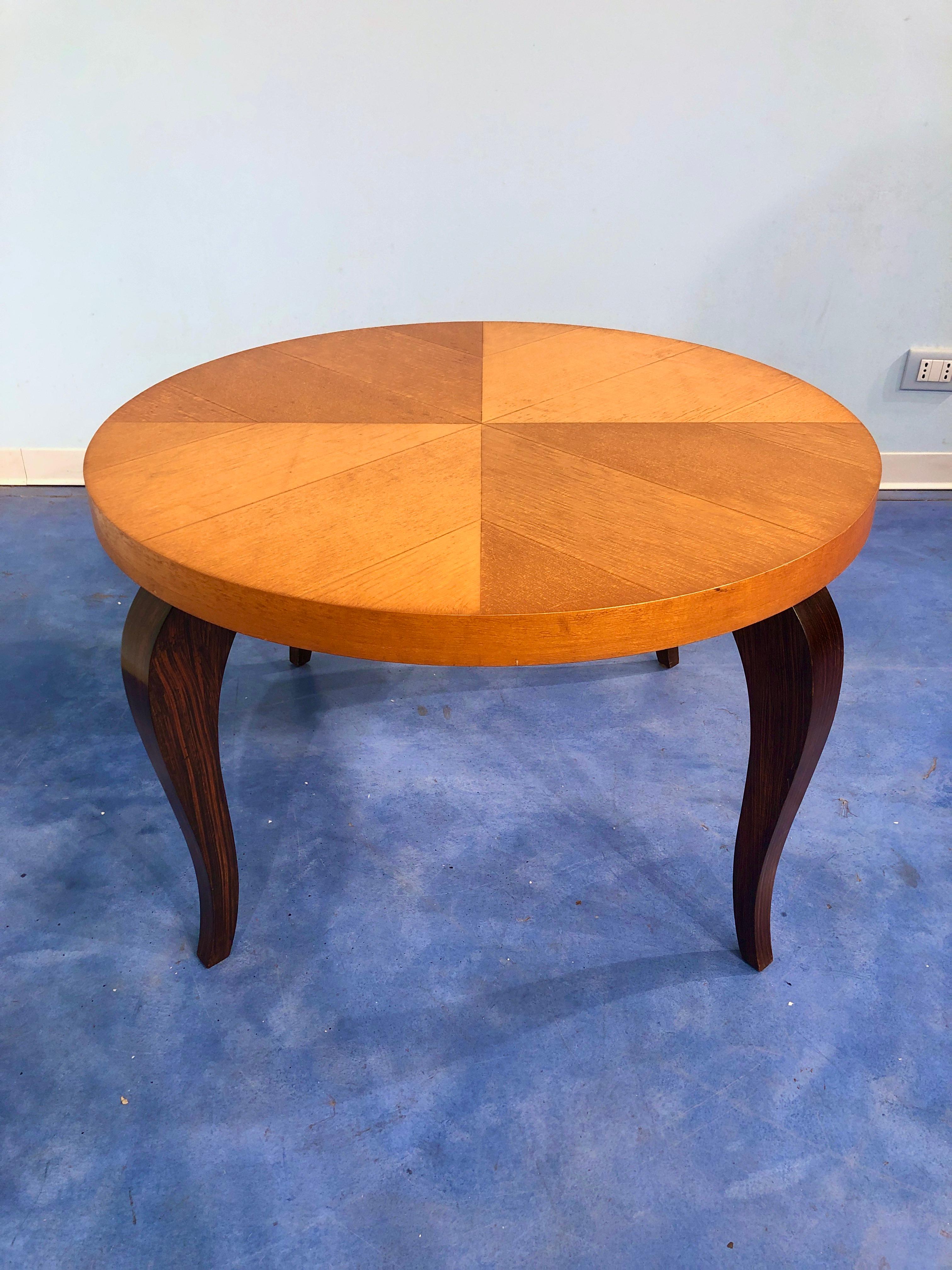 French Art Deco Maple Coffee Table, 1940s For Sale 8