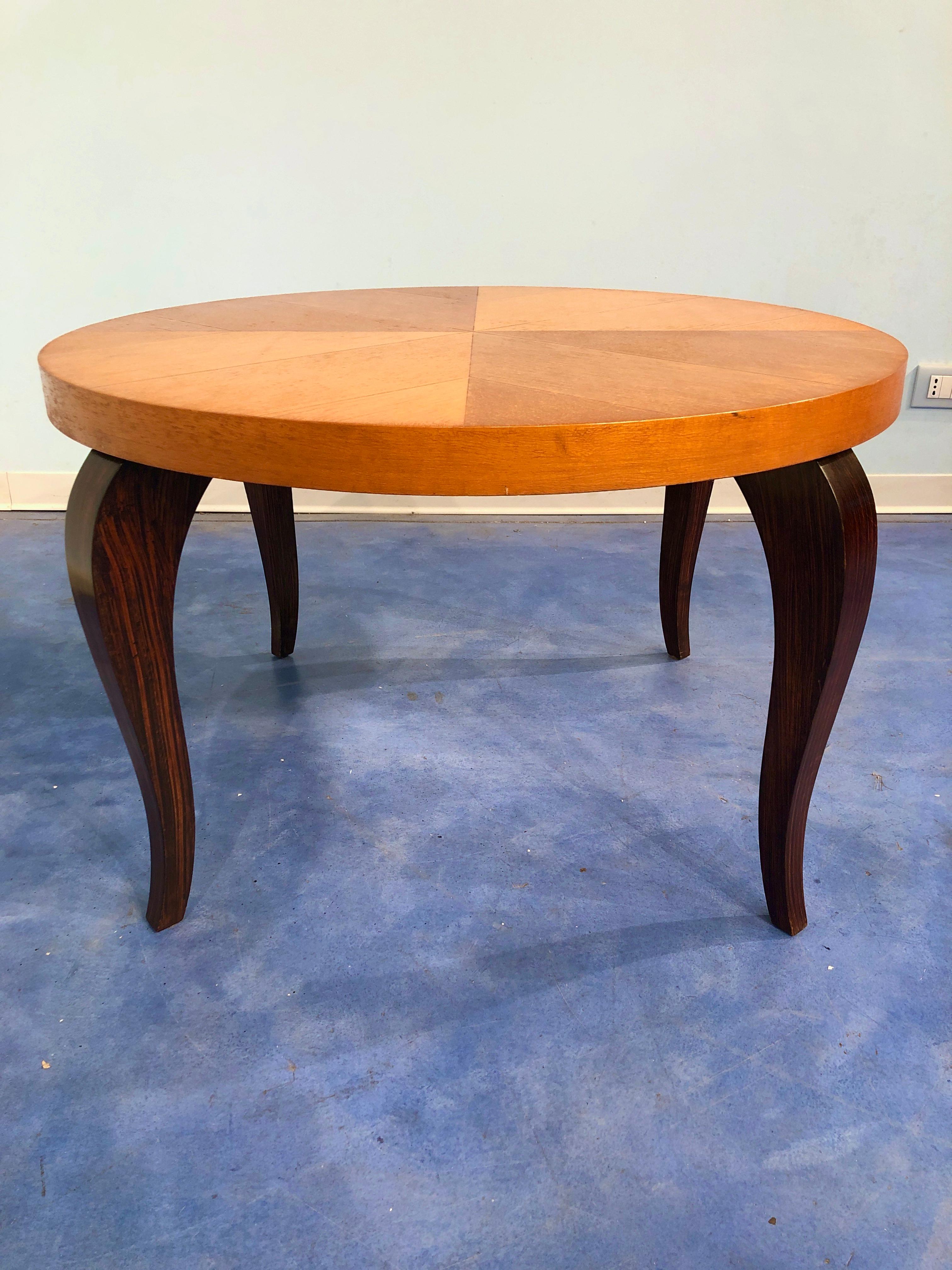 French Art Deco Maple Coffee Table, 1940s For Sale 9