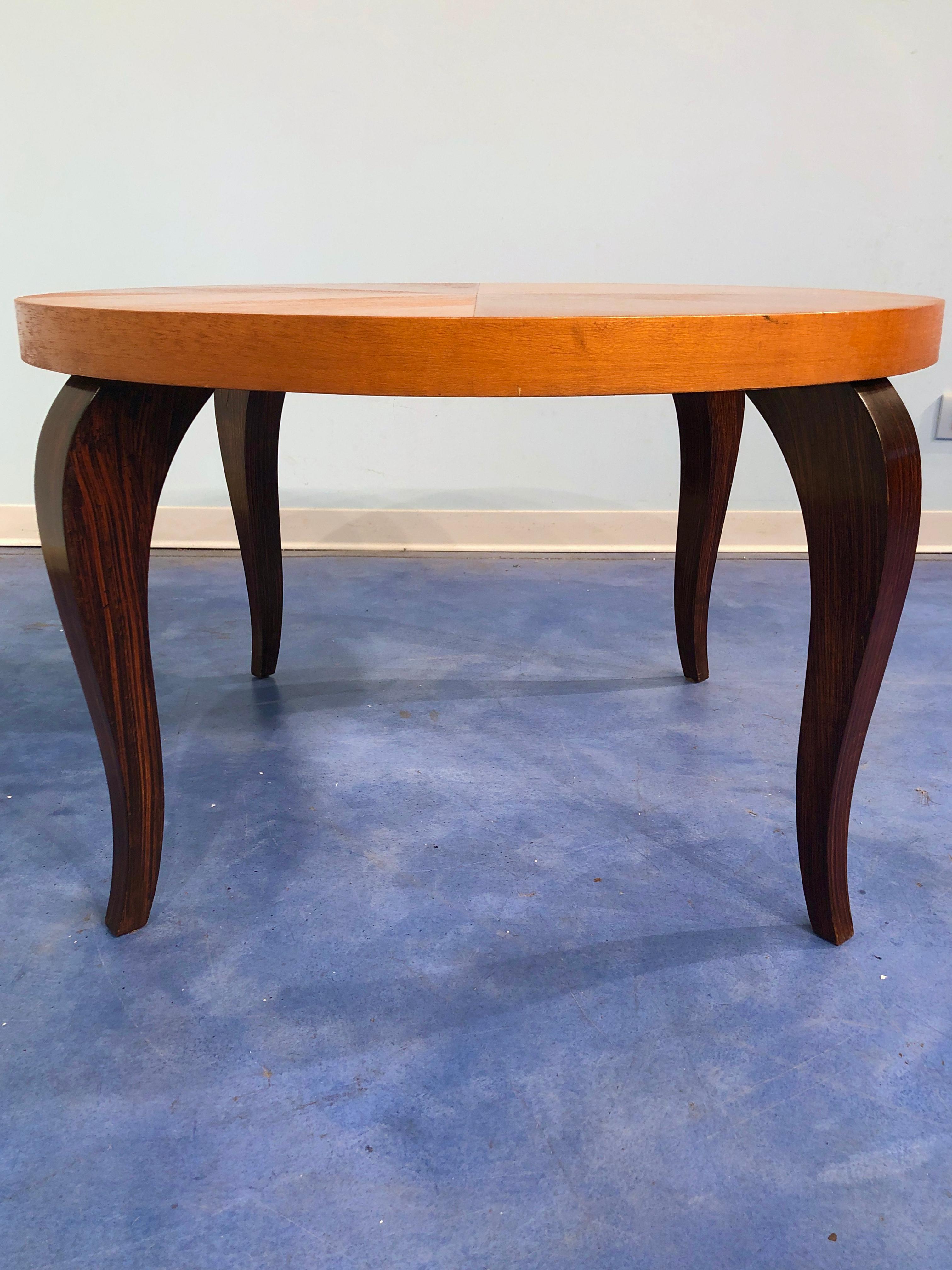 French Art Deco Maple Coffee Table, 1940s For Sale 10