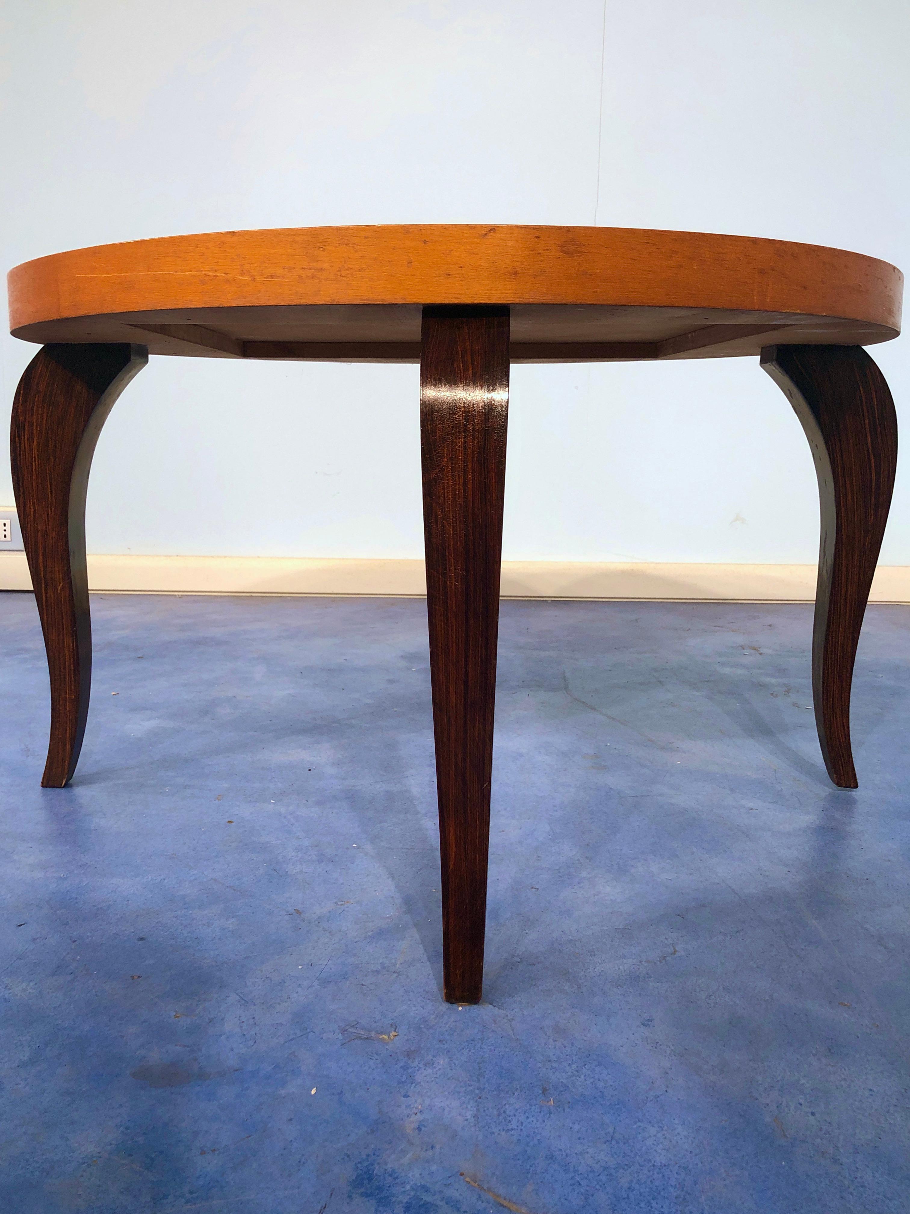 French Art Deco Maple Coffee Table, 1940s For Sale 12