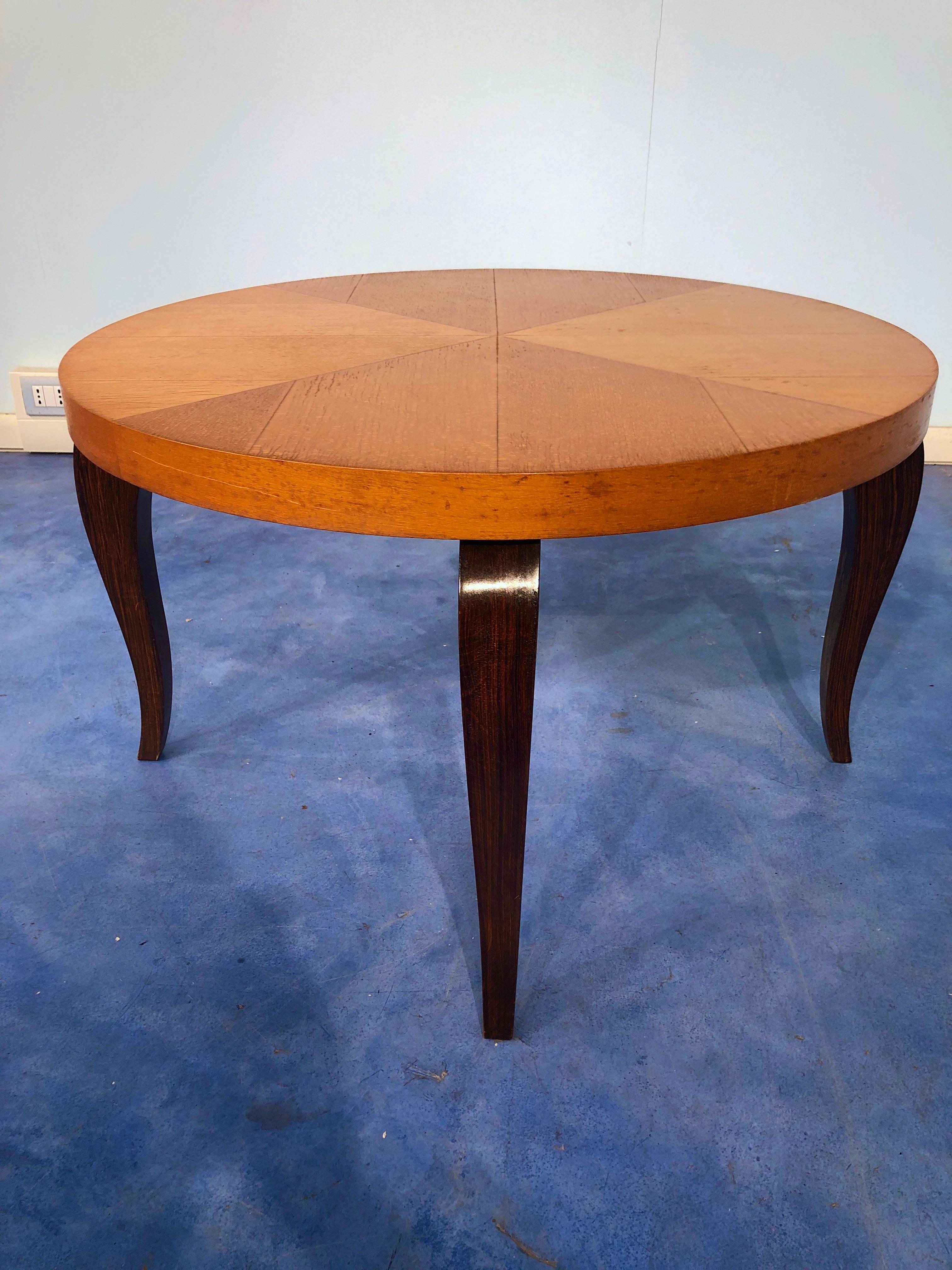 French Art Deco Maple Coffee Table, 1940s For Sale 13