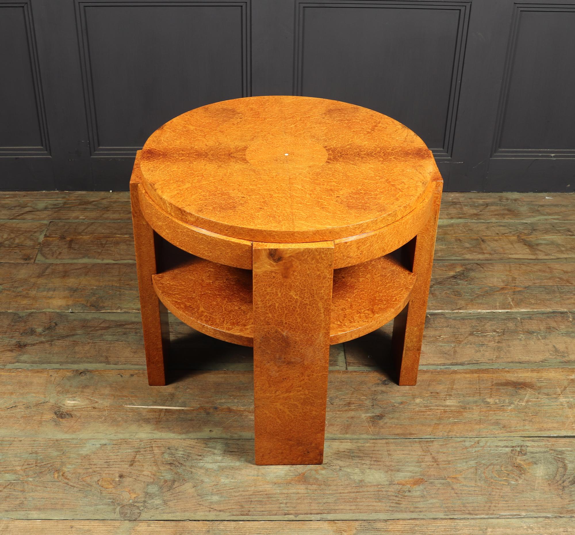 French Art Deco Coffee Table in Amboyna For Sale 2