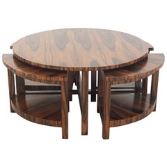 Table basse Art déco française en ébène de Macassar, attribuée à Pierre Chareau