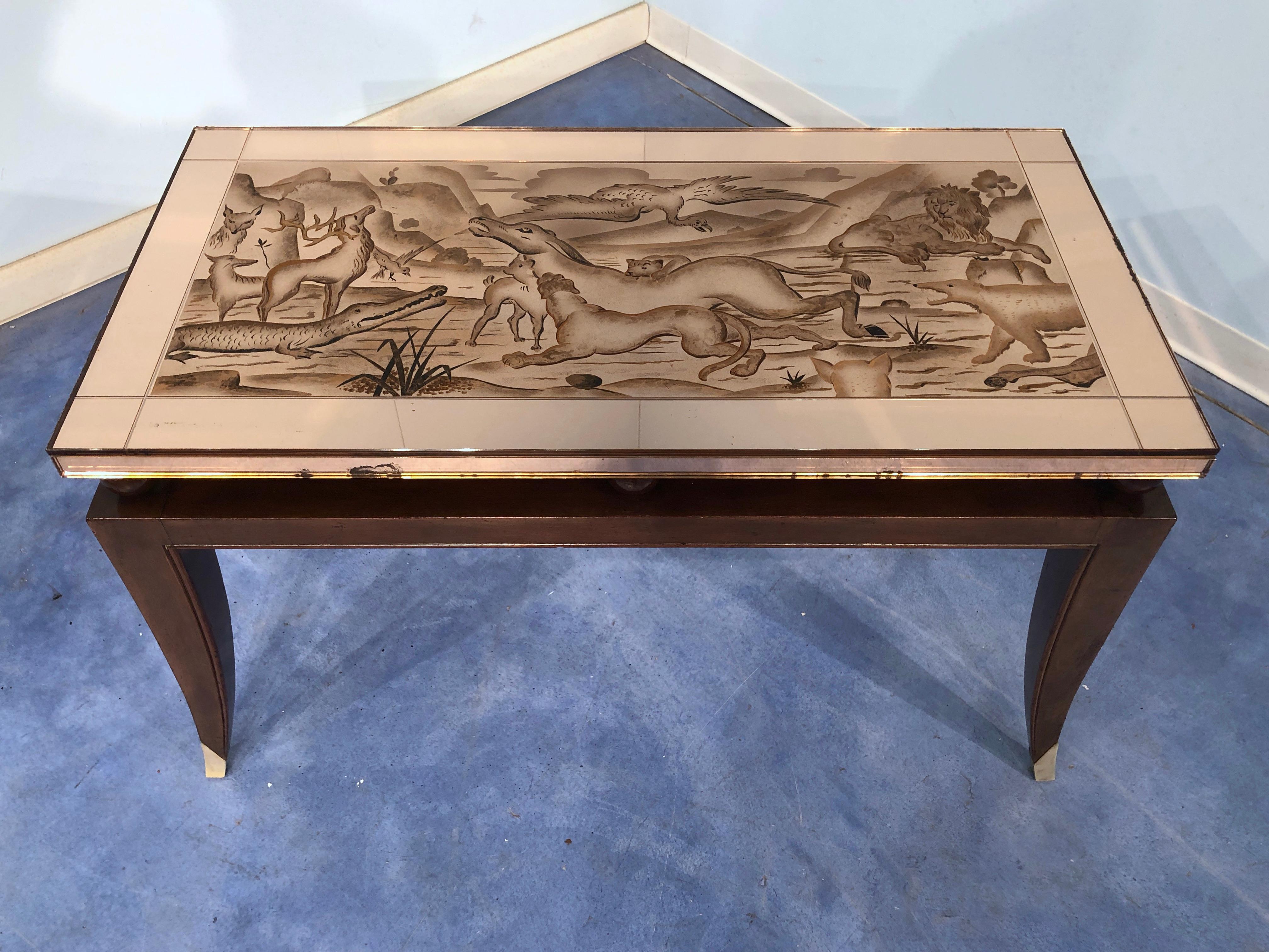 French Art Deco Coffee Table, in the Style of Pascaud, 1940 For Sale 4