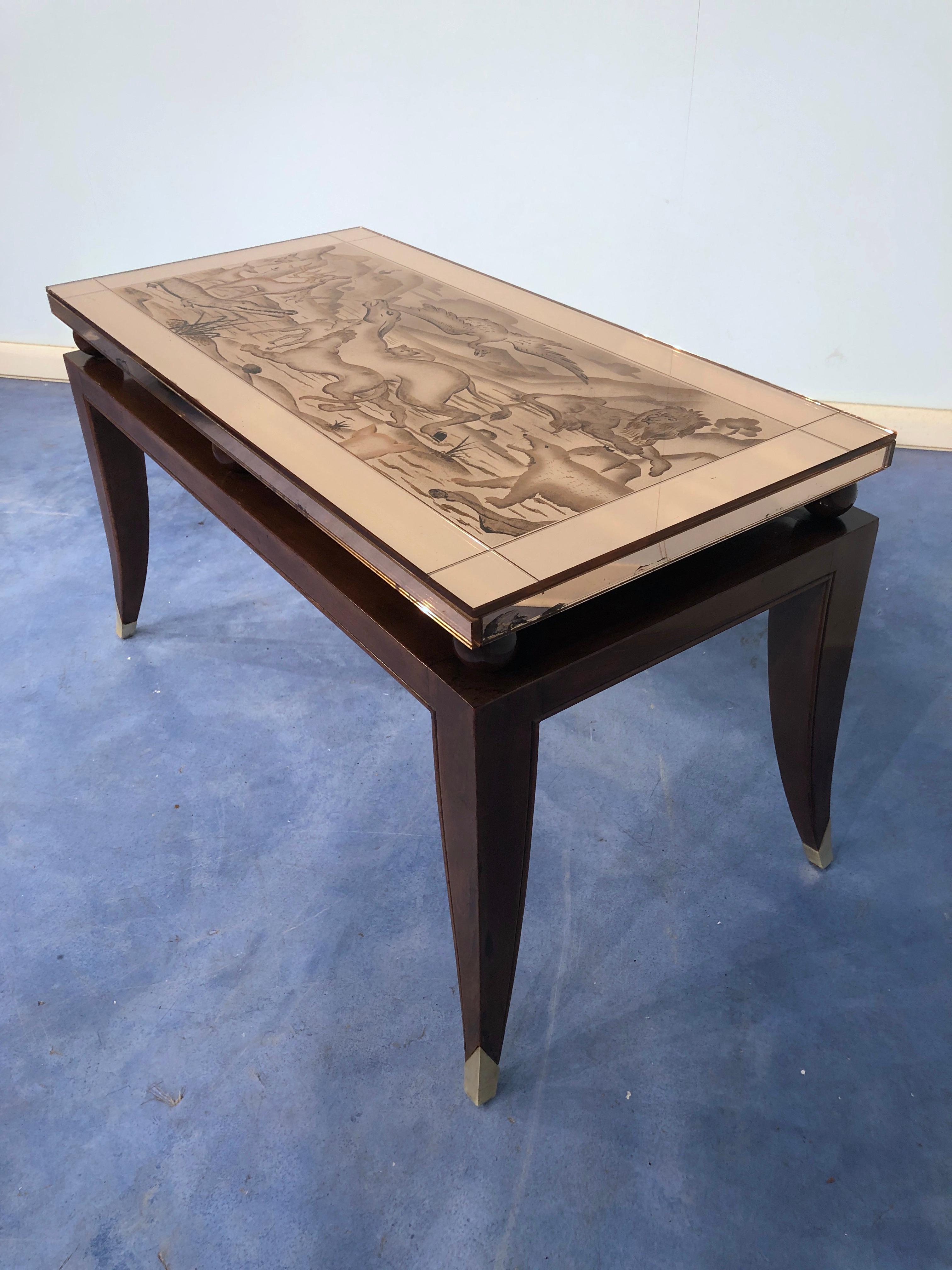 French Art Deco Coffee Table, in the Style of Pascaud, 1940 For Sale 5