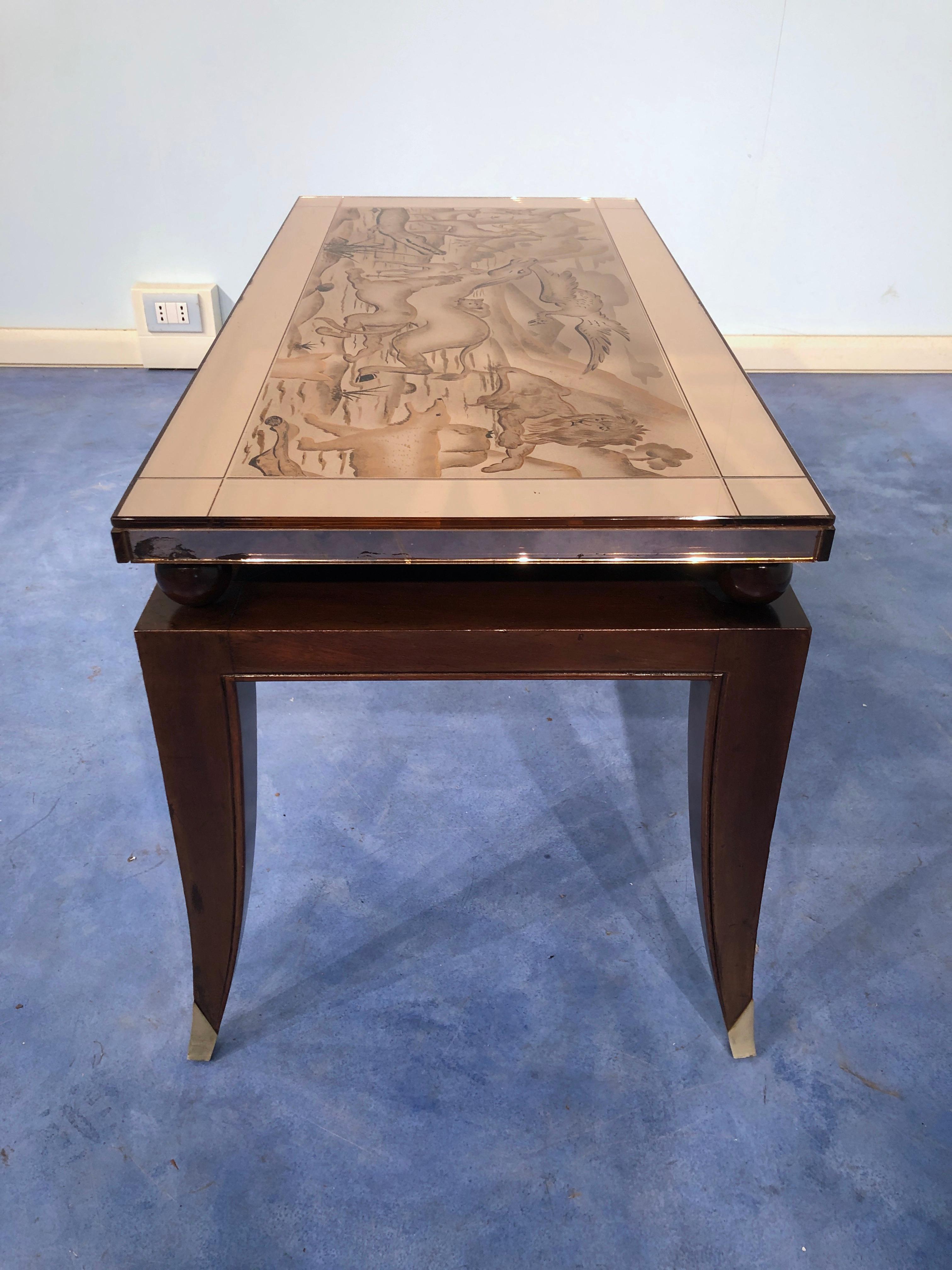 French Art Deco Coffee Table, in the Style of Pascaud, 1940 For Sale 11