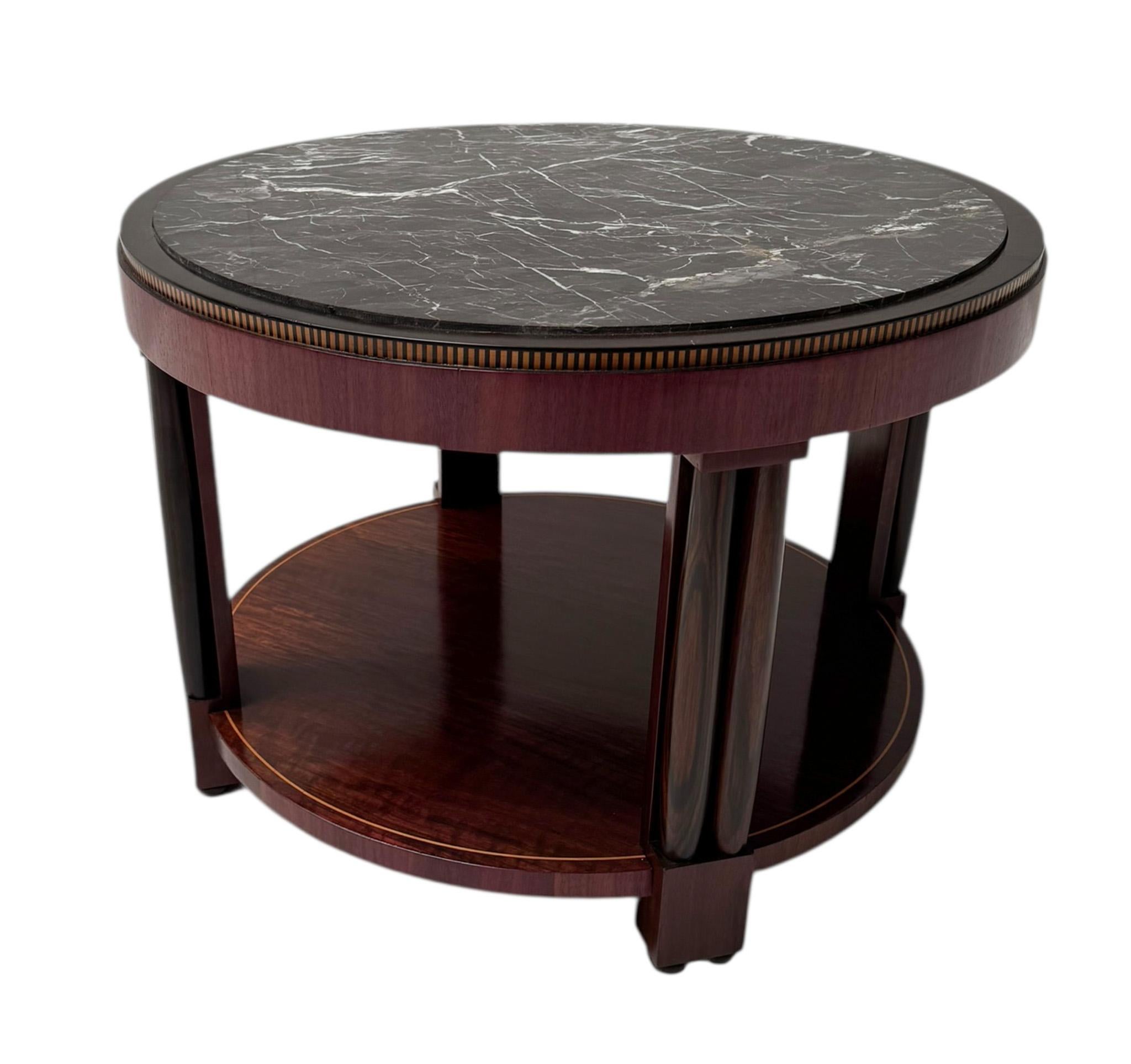 Mid-20th Century French Art Deco Coffee Table or Cocktail Table with Marble Top, 1930s For Sale