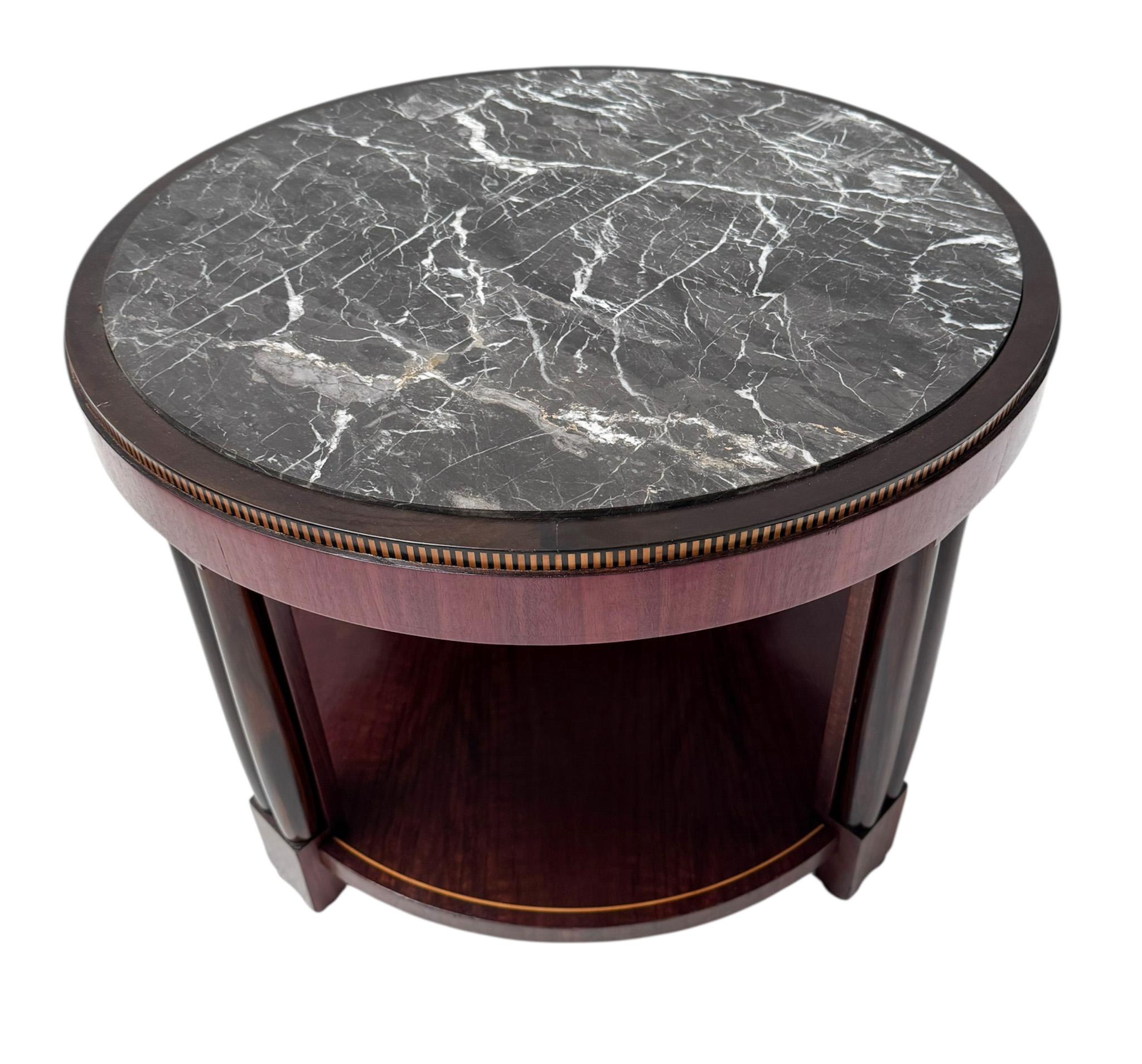 French Art Deco Coffee Table or Cocktail Table with Marble Top, 1930s For Sale 1