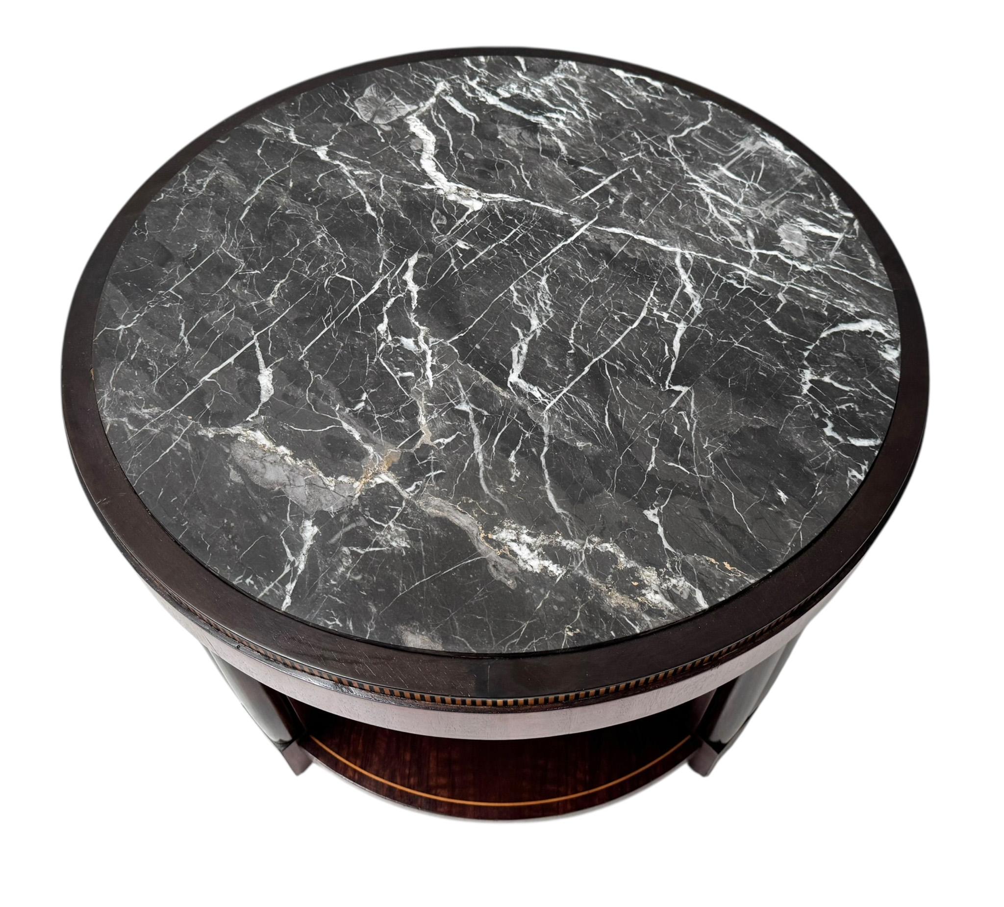French Art Deco Coffee Table or Cocktail Table with Marble Top, 1930s For Sale 3