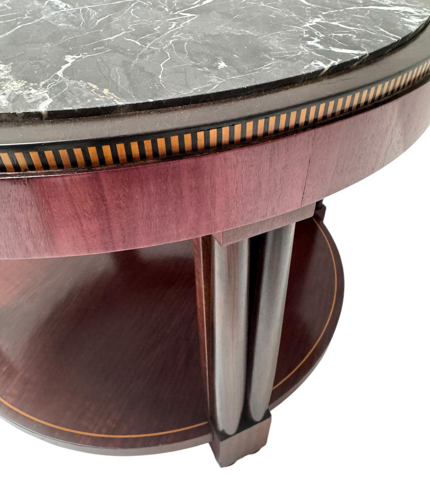 French Art Deco Coffee Table or Cocktail Table with Marble Top, 1930s For Sale 4