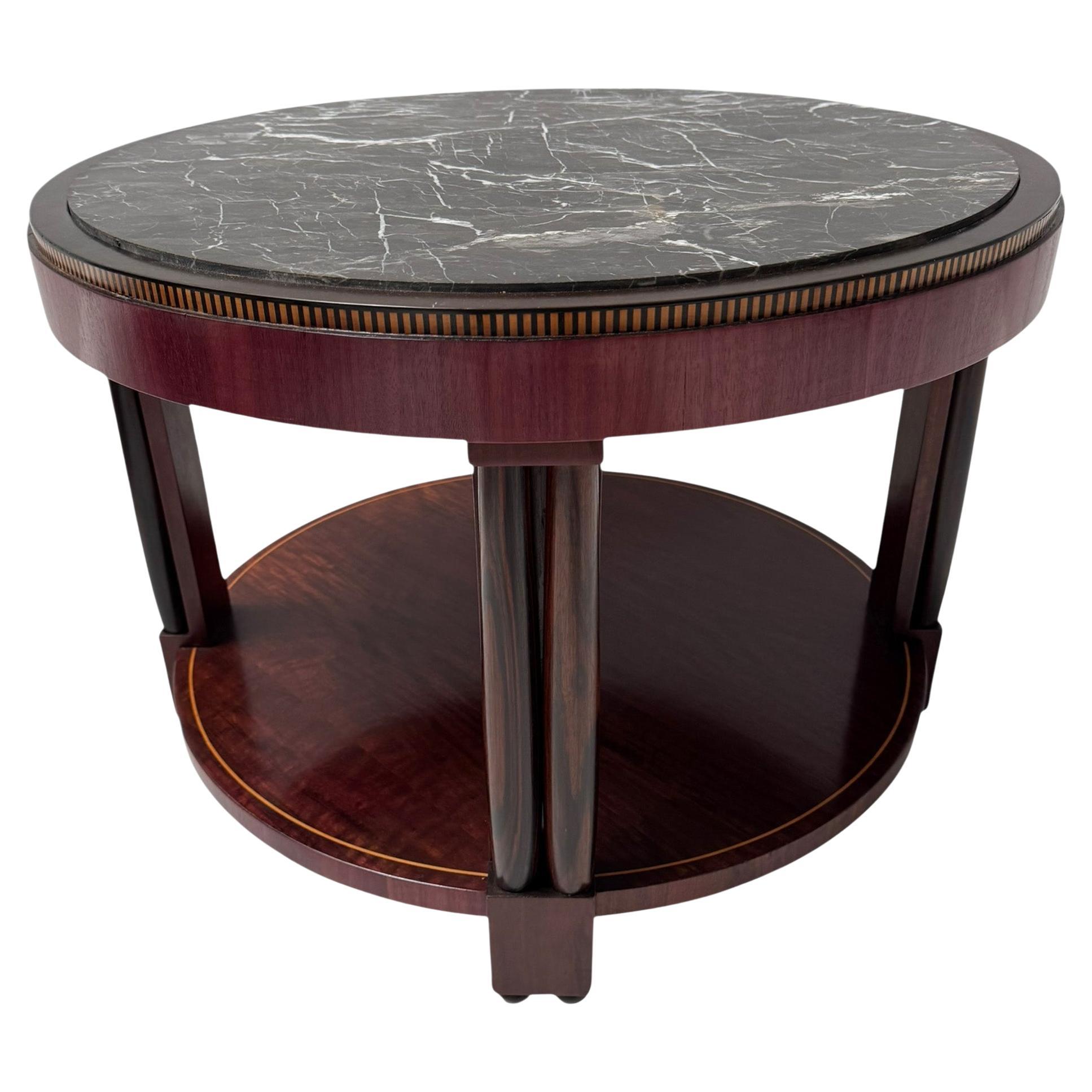 French Art Deco Coffee Table or Cocktail Table with Marble Top, 1930s For Sale