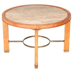 French Art Deco Coffee Table with Travertine top, 1940s