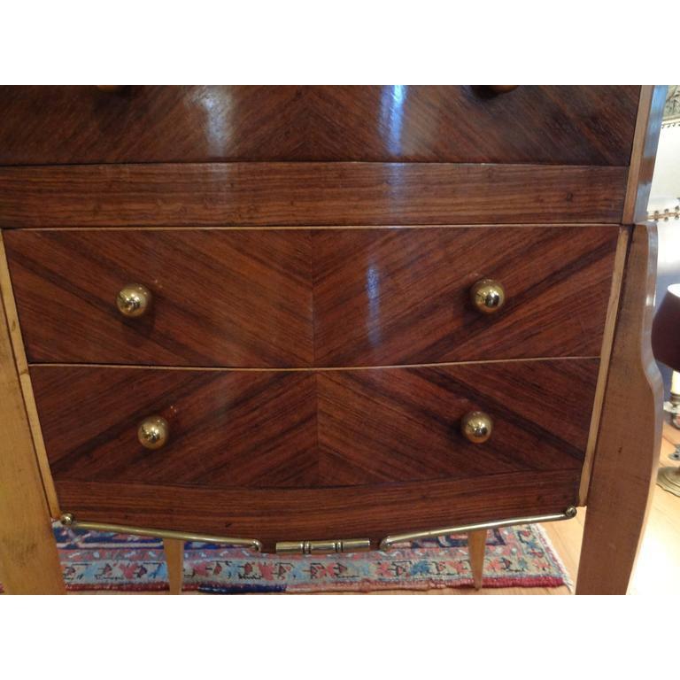 French Art Deco Commode or Chest with Bronze Hardware, After Jules Leleu In Good Condition In Houston, TX