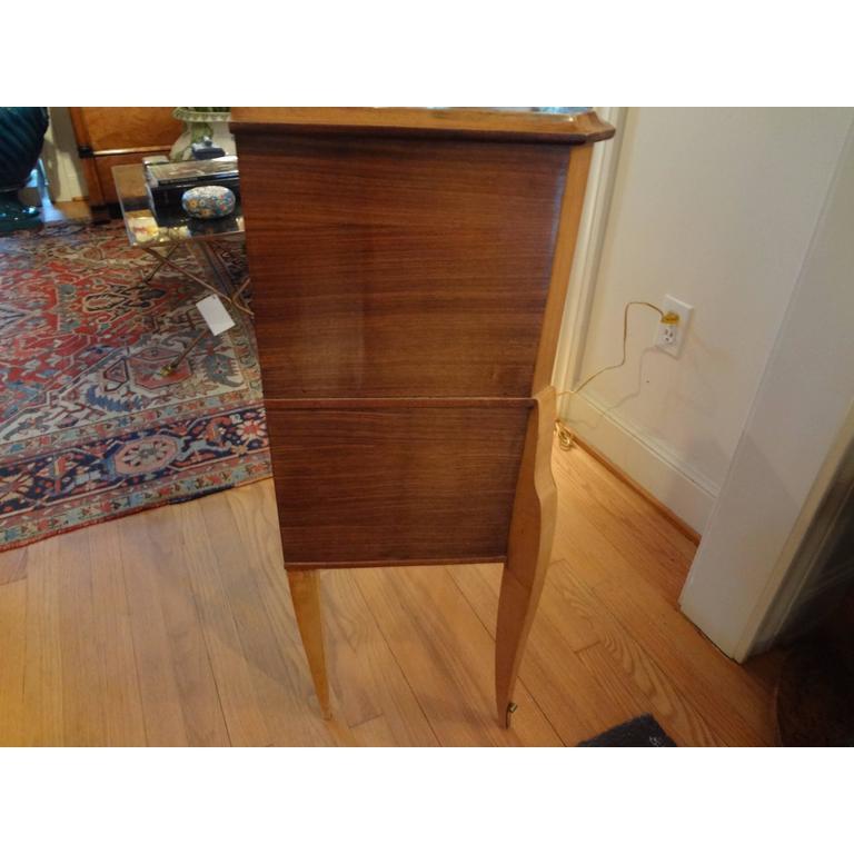 Walnut French Art Deco Commode or Chest with Bronze Hardware, After Jules Leleu