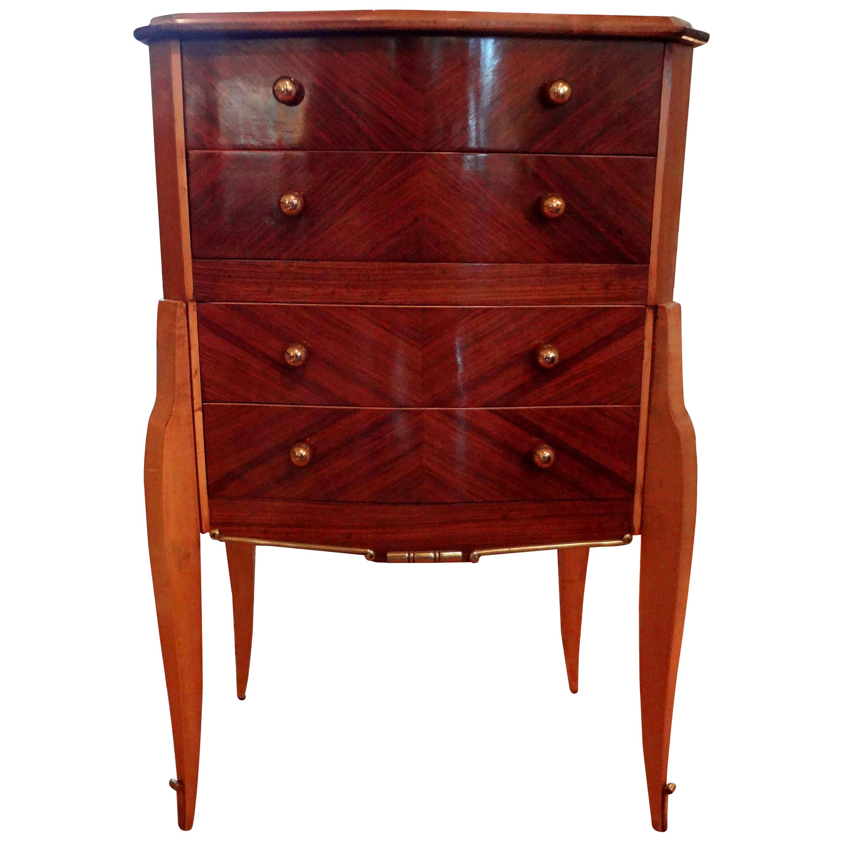 French Art Deco Commode with Bronze Hardware, circa 1935, after Jules Leleu