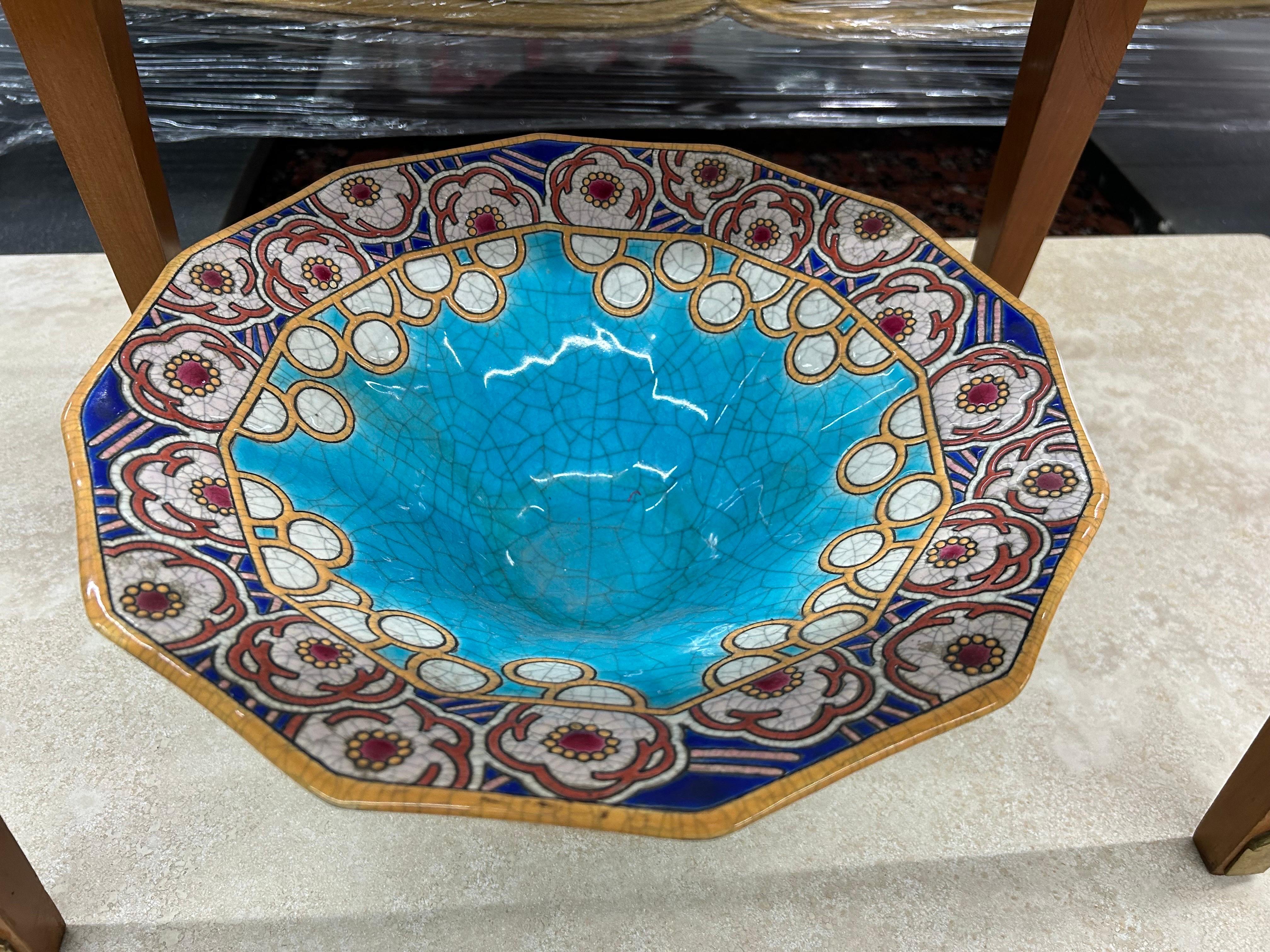 Art déco Compotier ou bol Art Déco français par Longwy en vente