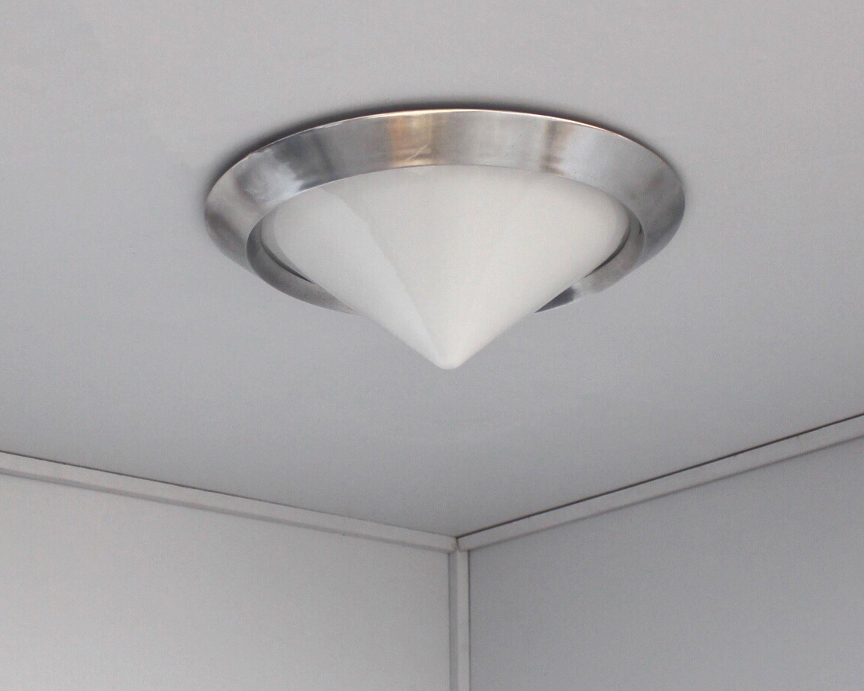 Polished French Art Deco Conical Flushmount by Jean Perzel