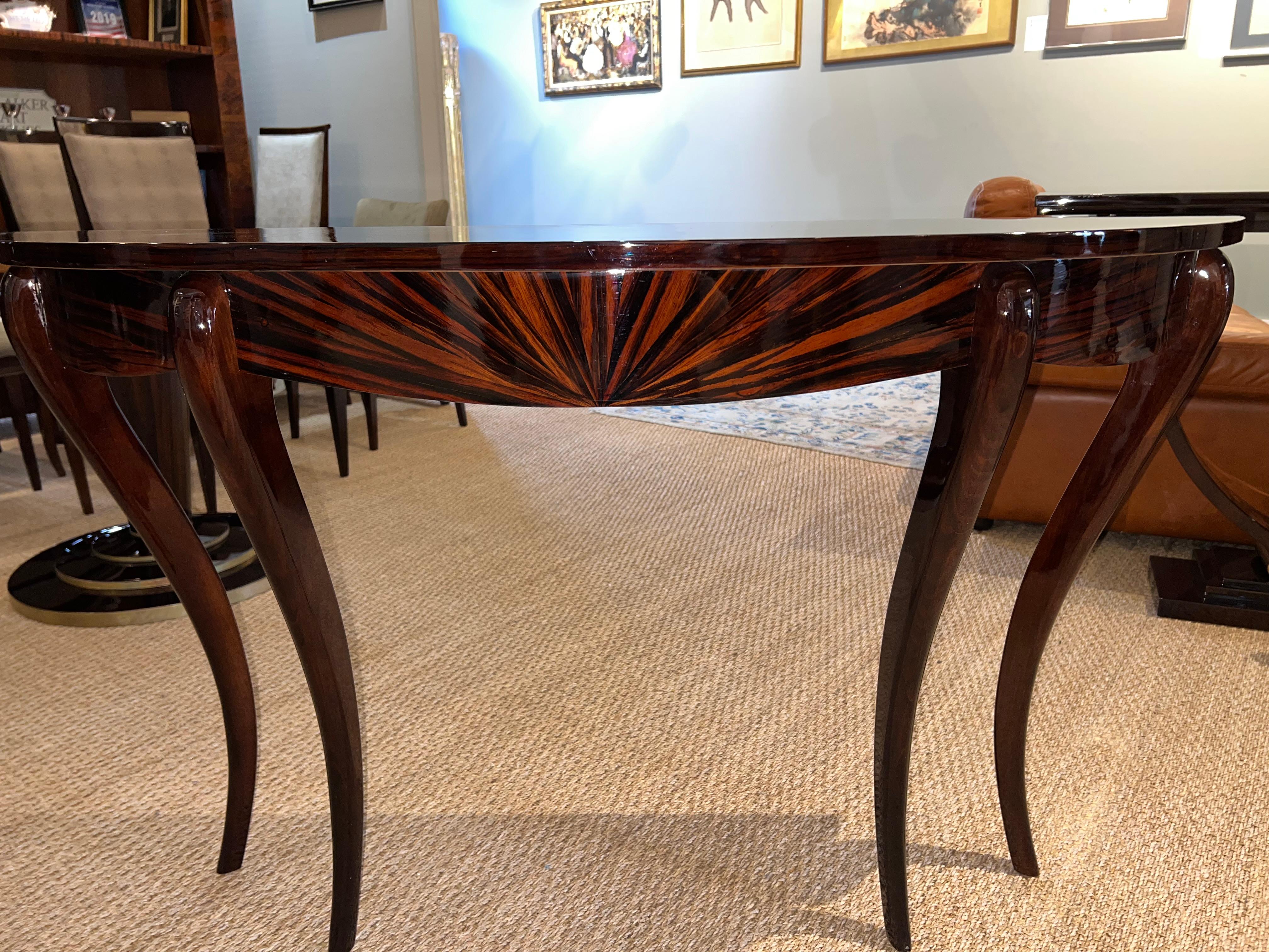 French Art Deco Console in Macassar In Excellent Condition For Sale In Houston, TX