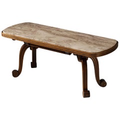 Französische Art-déco-Konsole oder Beistelltisch mit Steinplatte