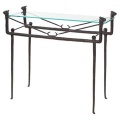 French Art Déco Console Table in Bronze Cat Heads Egyptian-Classic look, 1940s