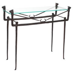 French Art Déco Console Table in Bronze Cat Heads Egyptian-Classic look, 1940s