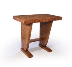 French Art Deco Console Table in Burr Elm